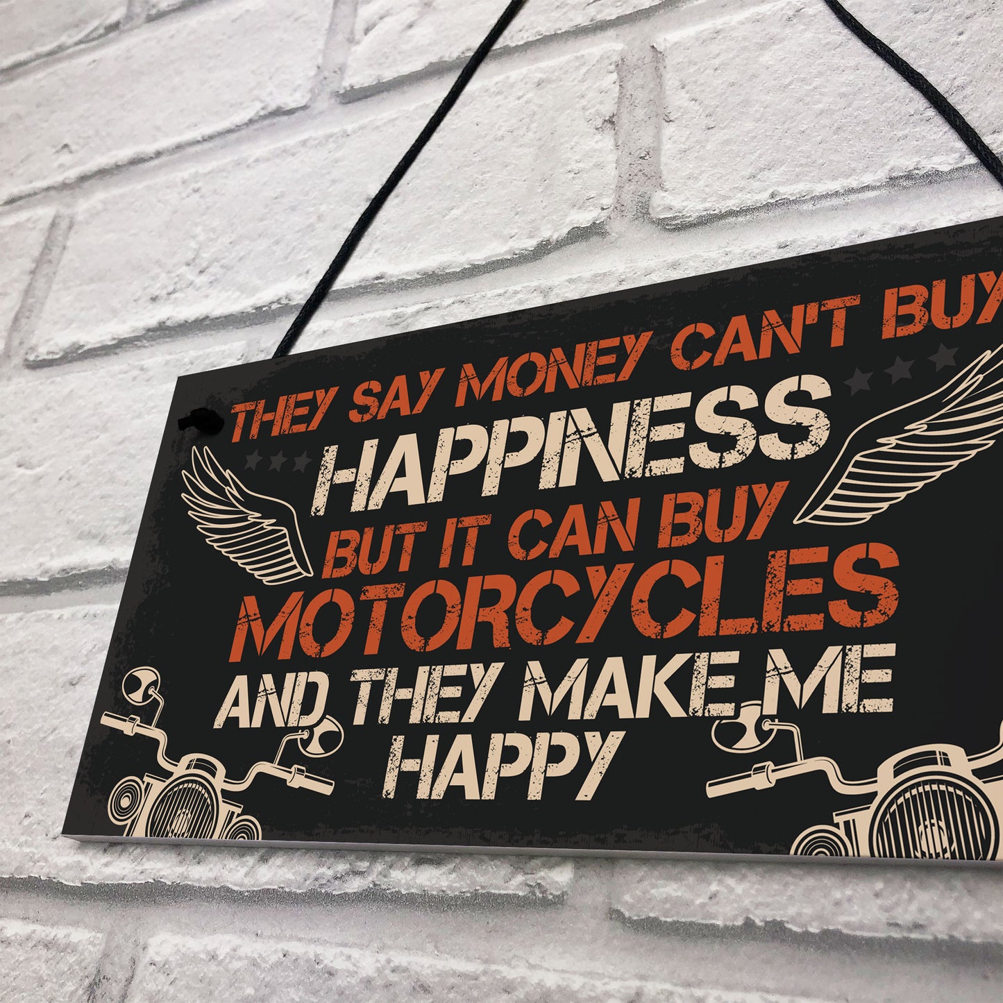 MOTORCYCLE Sign Hanging Plaque Bikers Gift For Dad Grandad