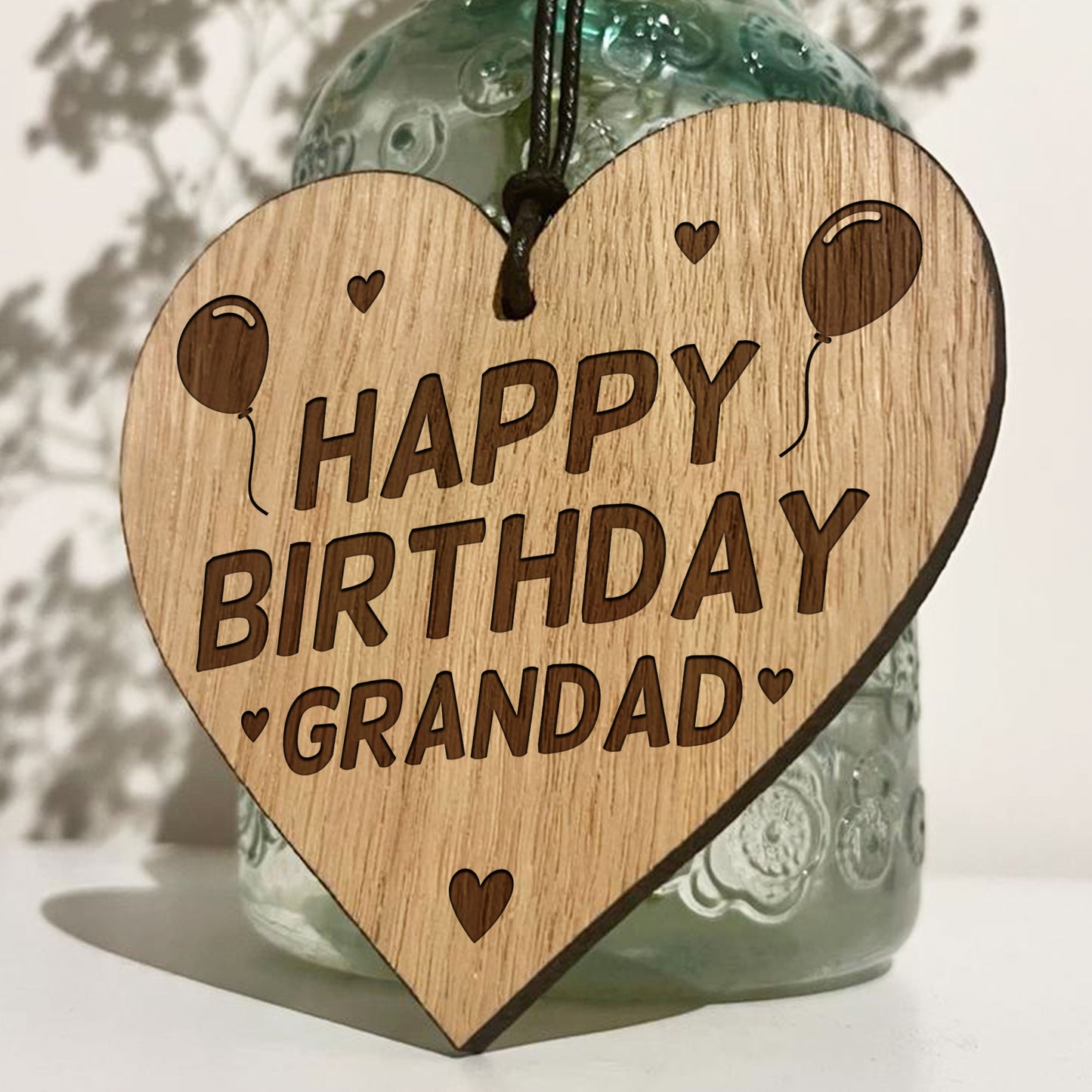 Birthday Gift For Grandad Wood Engraved Heart 50th 60th 70th