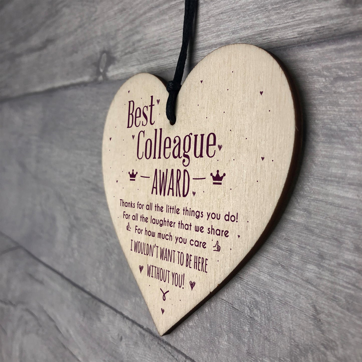 Best Colleague Award Hanging Heart Plaque Work Friendship Thanks