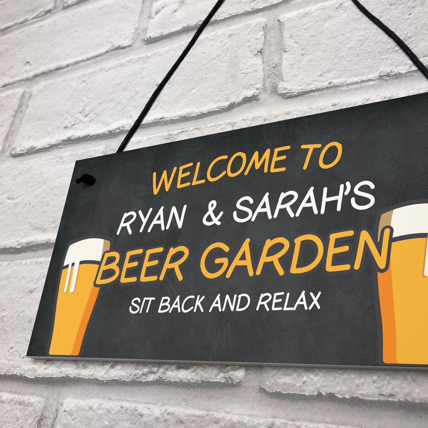 Welcome Beer Garden Sign Personalised Home Bar Garden Plaque