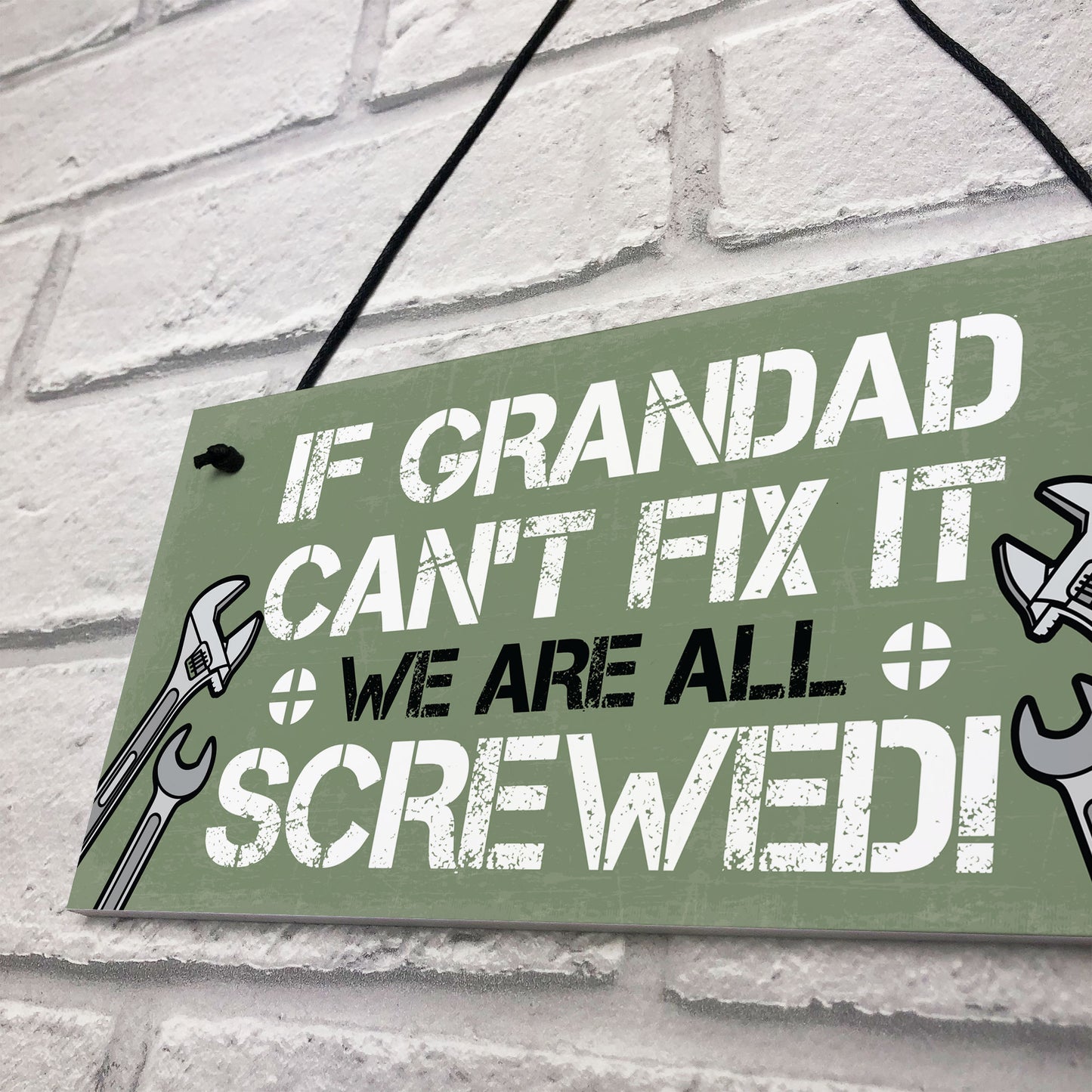 Grandad Fix It Screwed Man Cave Garage Shed Hanging Plaque
