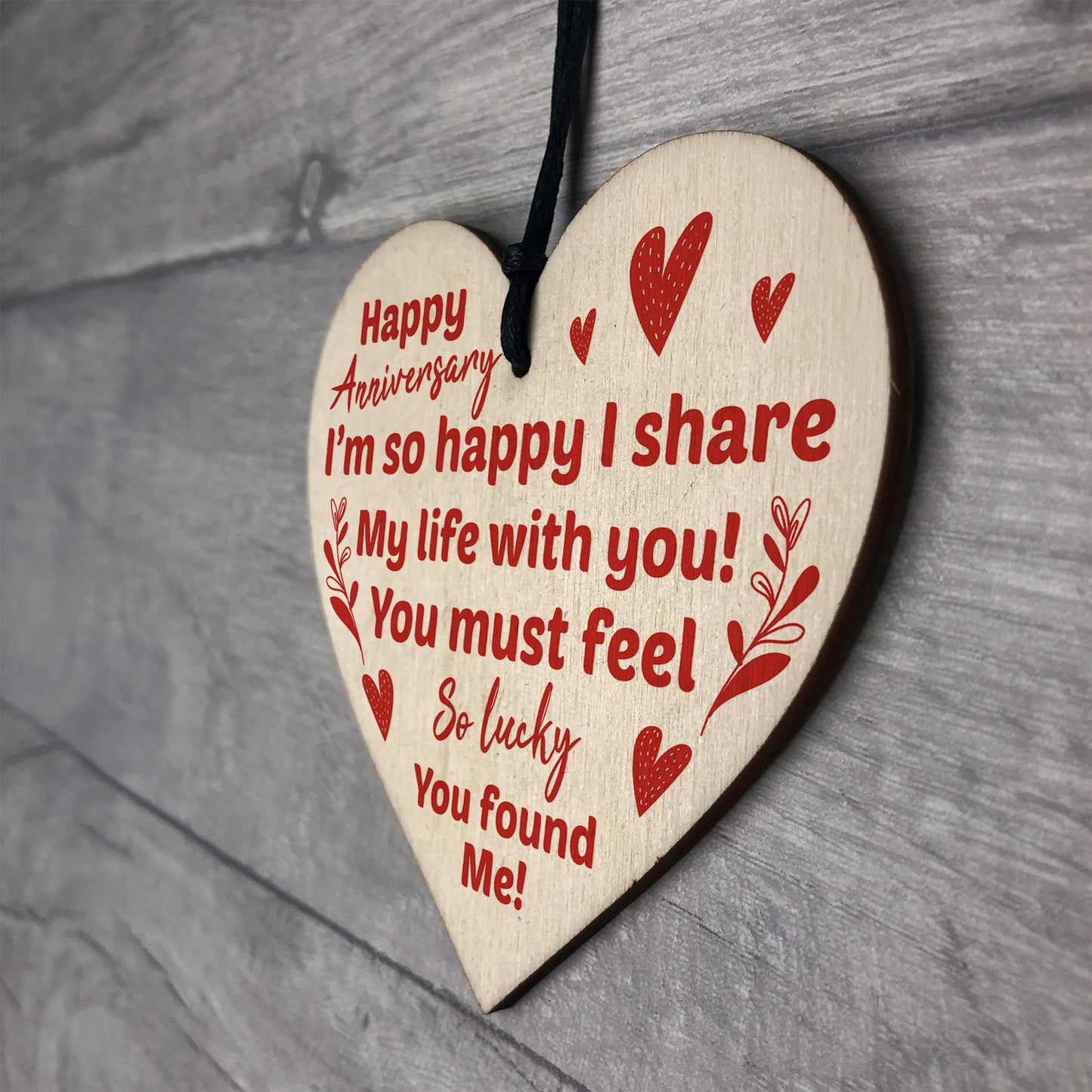 Anniversary Gift For Him Her Wood Heart Funny Joke Husband Wife