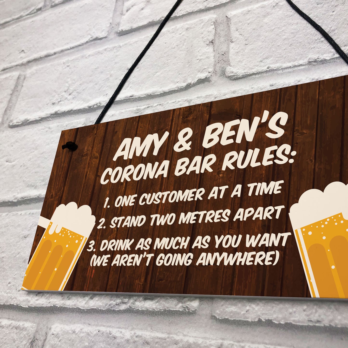 Funny Personalised Corona Bar Rules Home Bar Pub Sign Garden