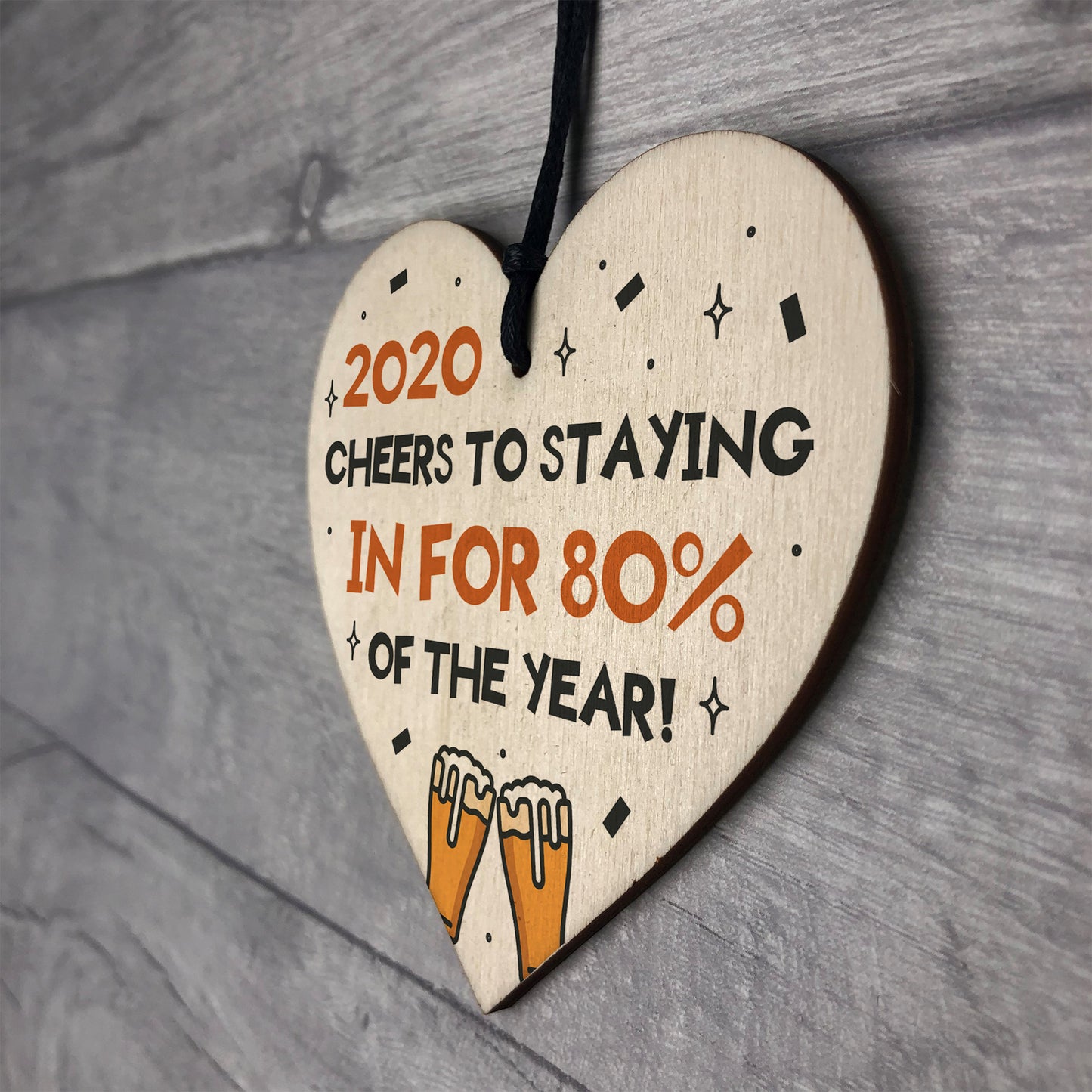 Funny Lockdown Quarantine Gift Wood Heart Birthday Christmas