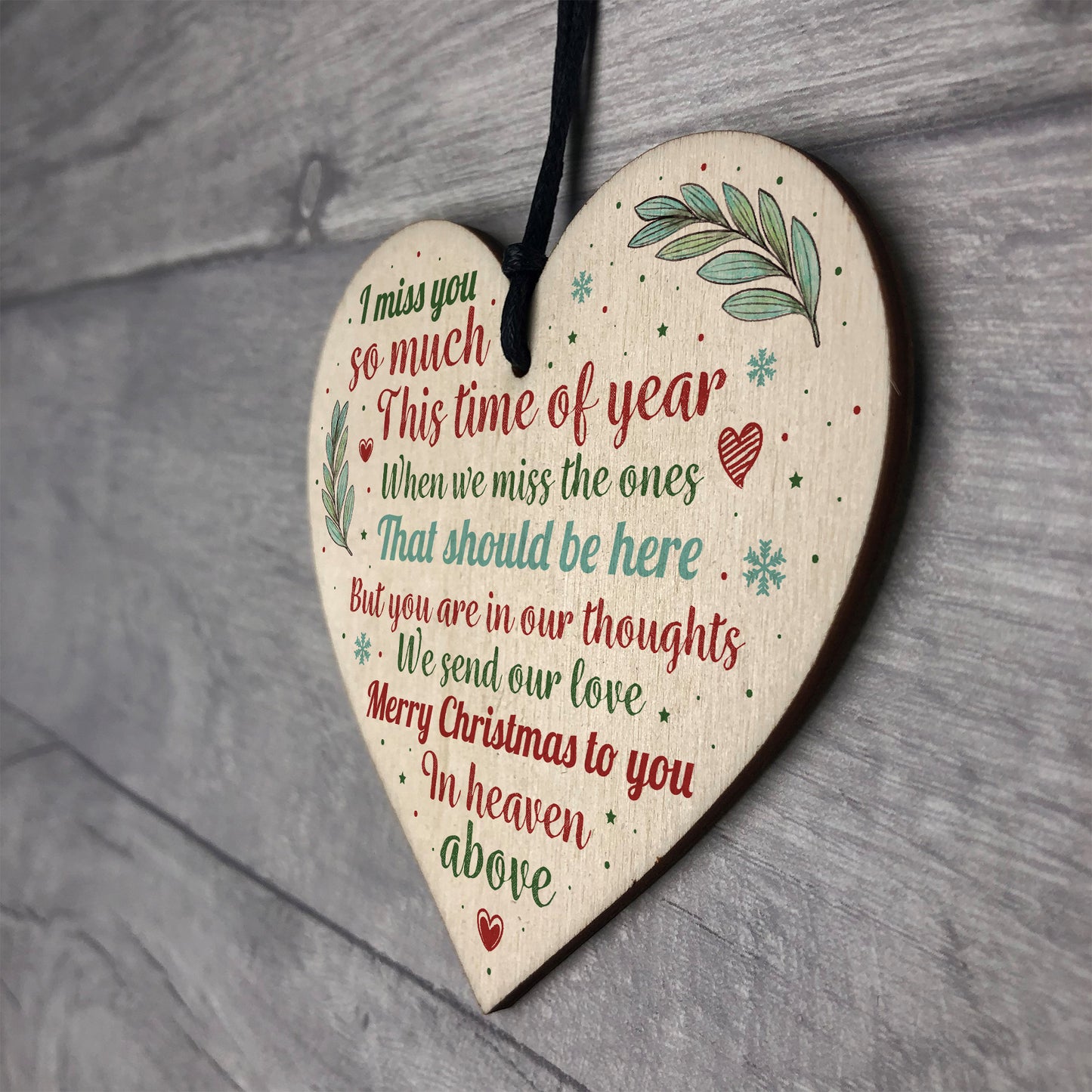 Memorial Christmas Tree Decoration Wooden Heart Plaque Gifts