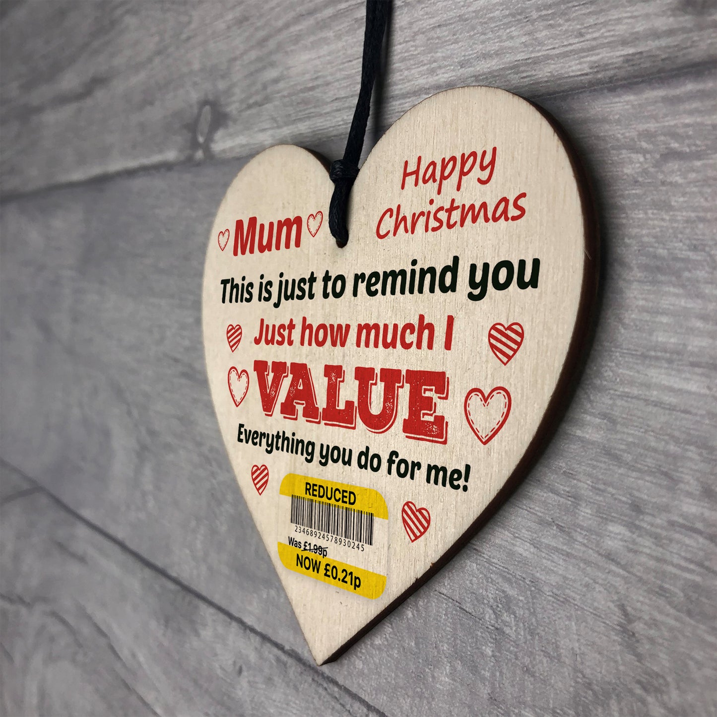 Funny Christmas Joke Gift For Mum Wood Heart Gift For Mum