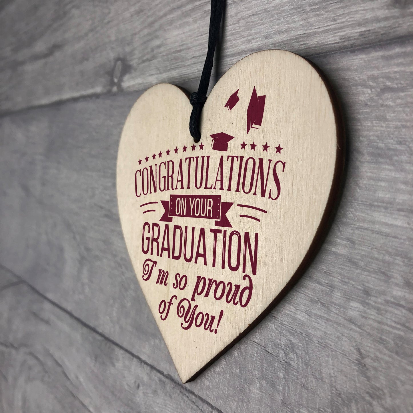 Graduation Congratulations Wooden Heart Keepsake Gift Plaque