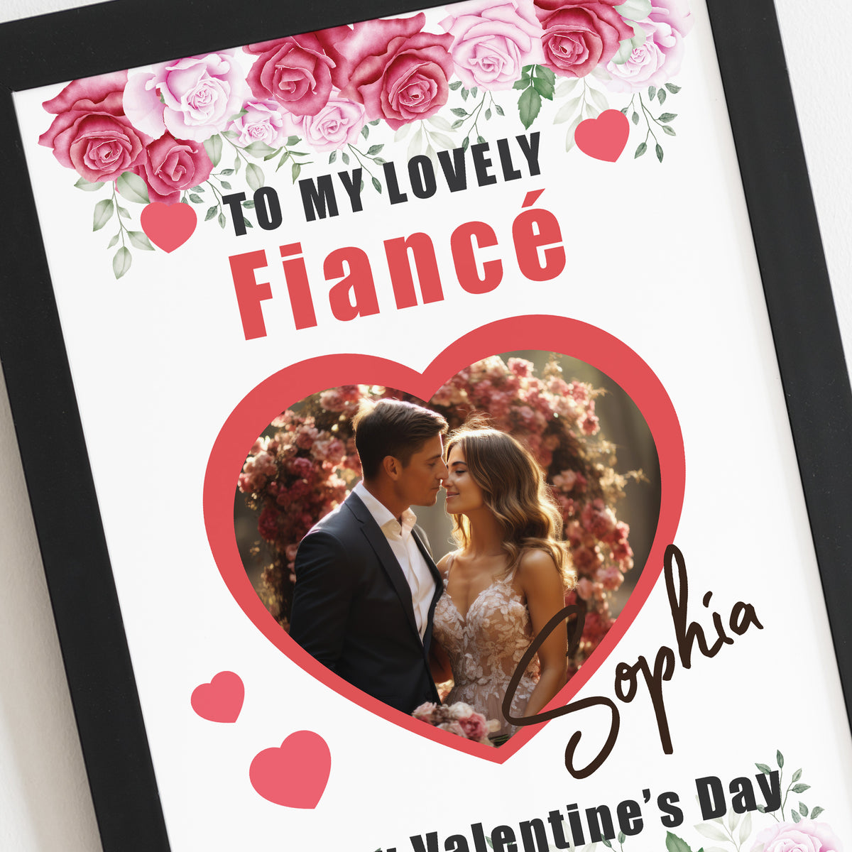 Valentines Day Gift For Fiance Personalised Framed Print