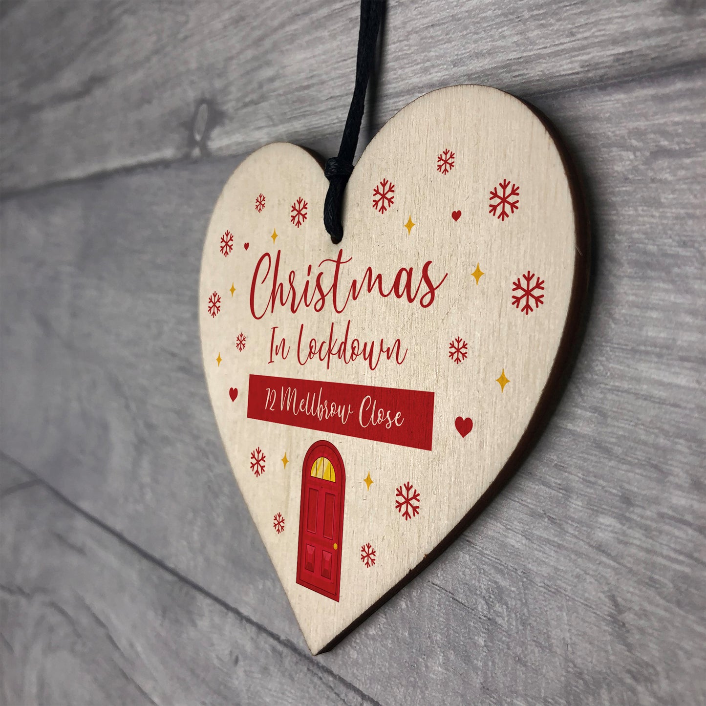 New Home Gift Wood Bauble Christmas Tree Decoration Lockdown