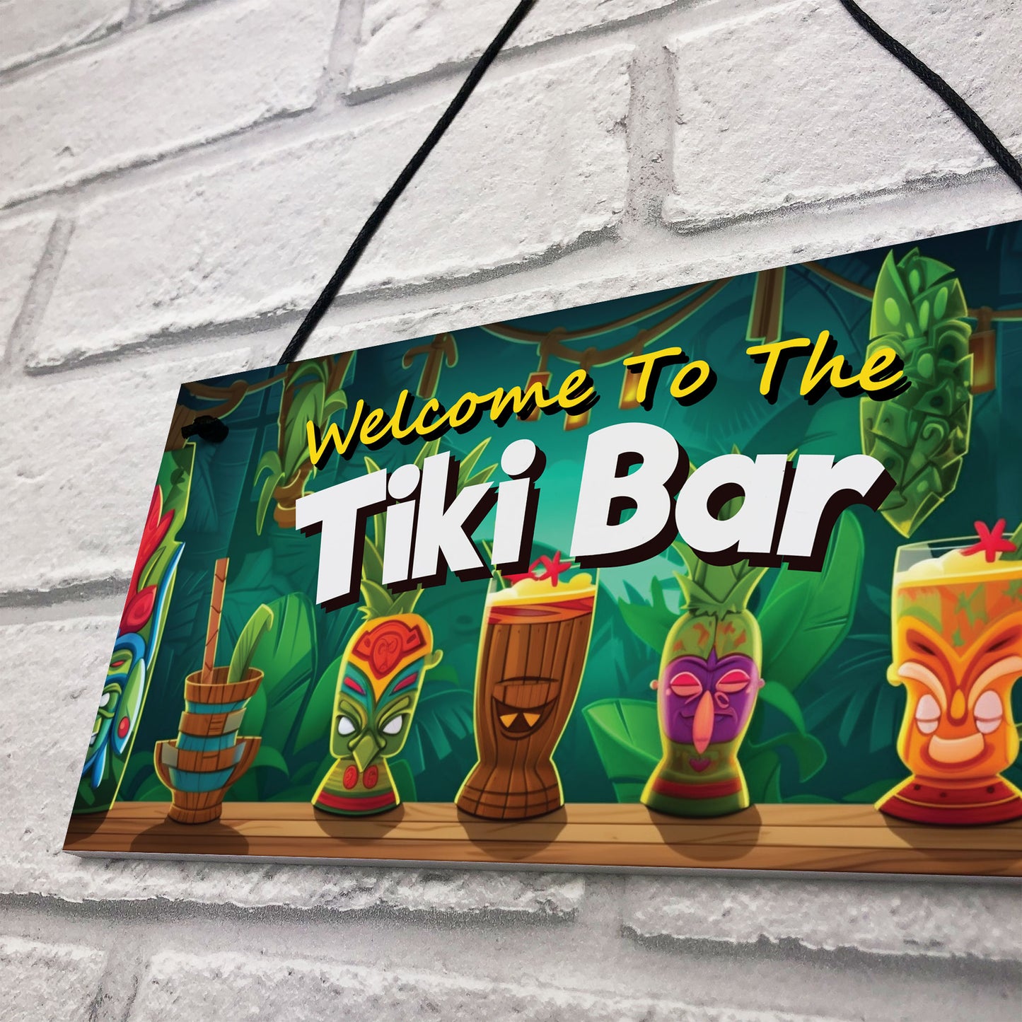 Tiki Bar Welcome Hanging Bar Pub Plaque Beer Cocktails Beach