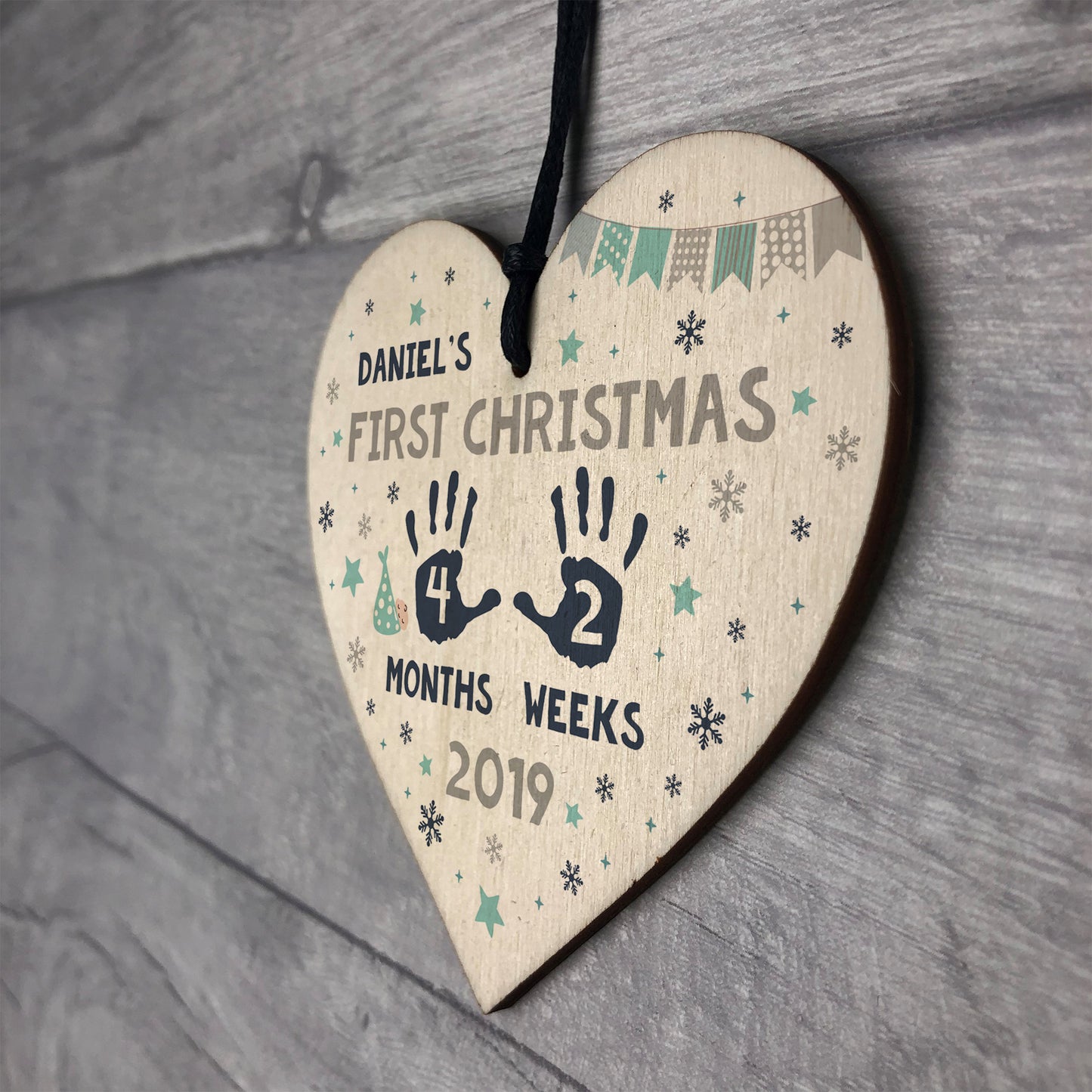 Babys First Christmas Wooden Heart 1st Christmas Bauble New Baby