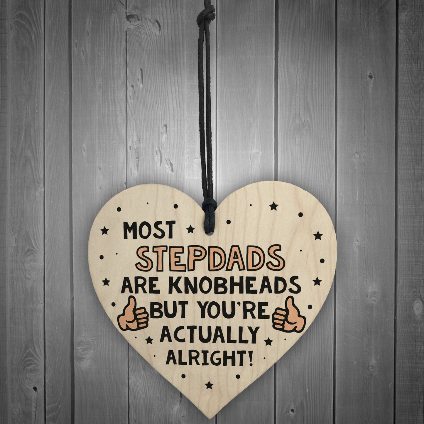 Step Dad Gifts Wood Heart Birthday Card For Step Dad Fathers Day