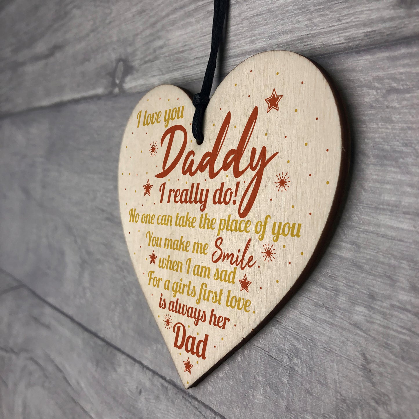 Bump Gifts Wooden Heart Dad Daddy Father Baby Son Daughter Card