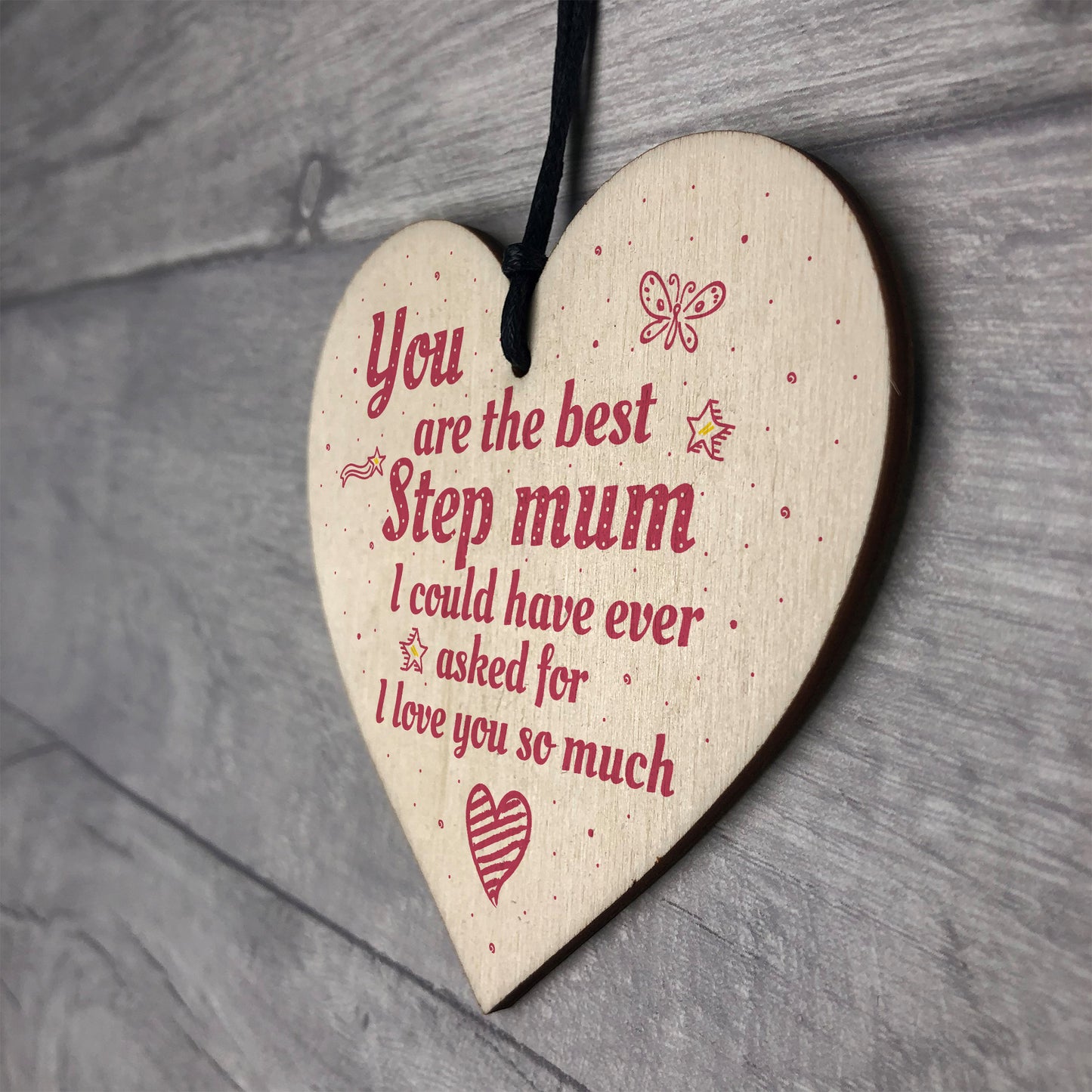 Handmade Best Stepmum Wood Hanging Plaque Gifts For Mum