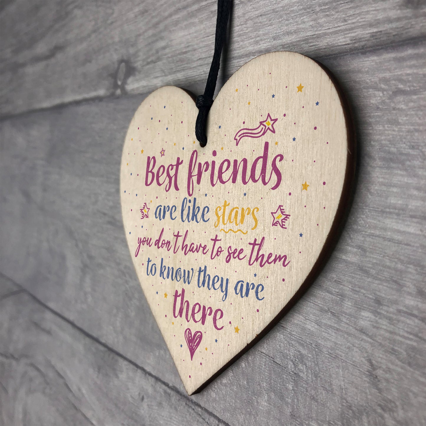 Handmade Best Friends Are Like Stars Wooden Heart Plaque Gift