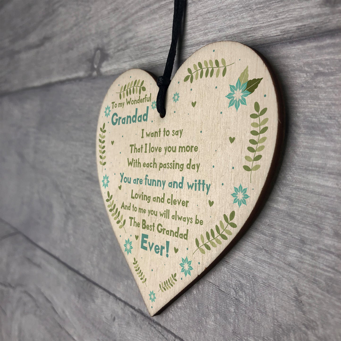 Handmade Gift For Grandad Wooden Heart Grandad Birthday Gift