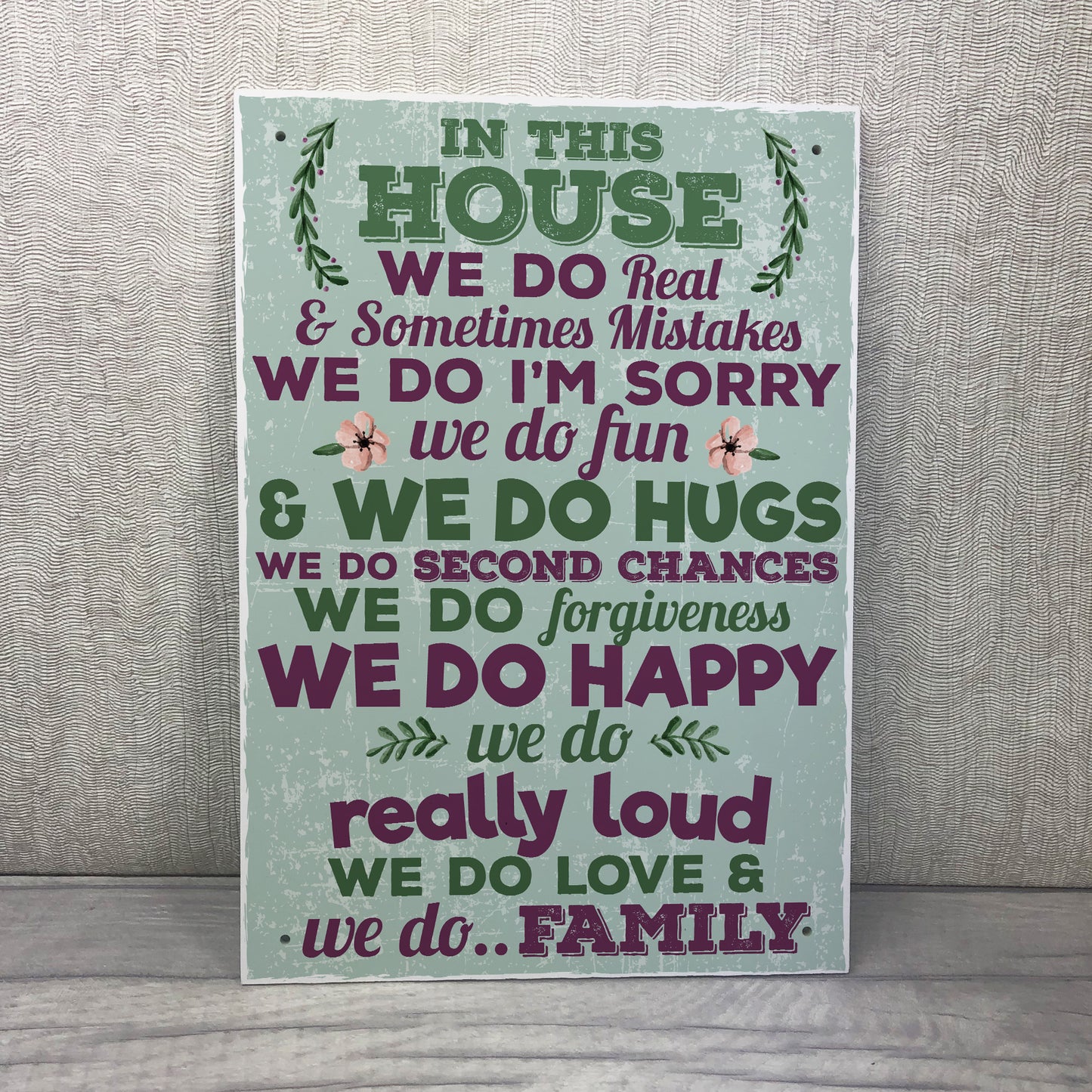 In This House We Do Family Wall Art Sign Plaque Mum Dad Birthday