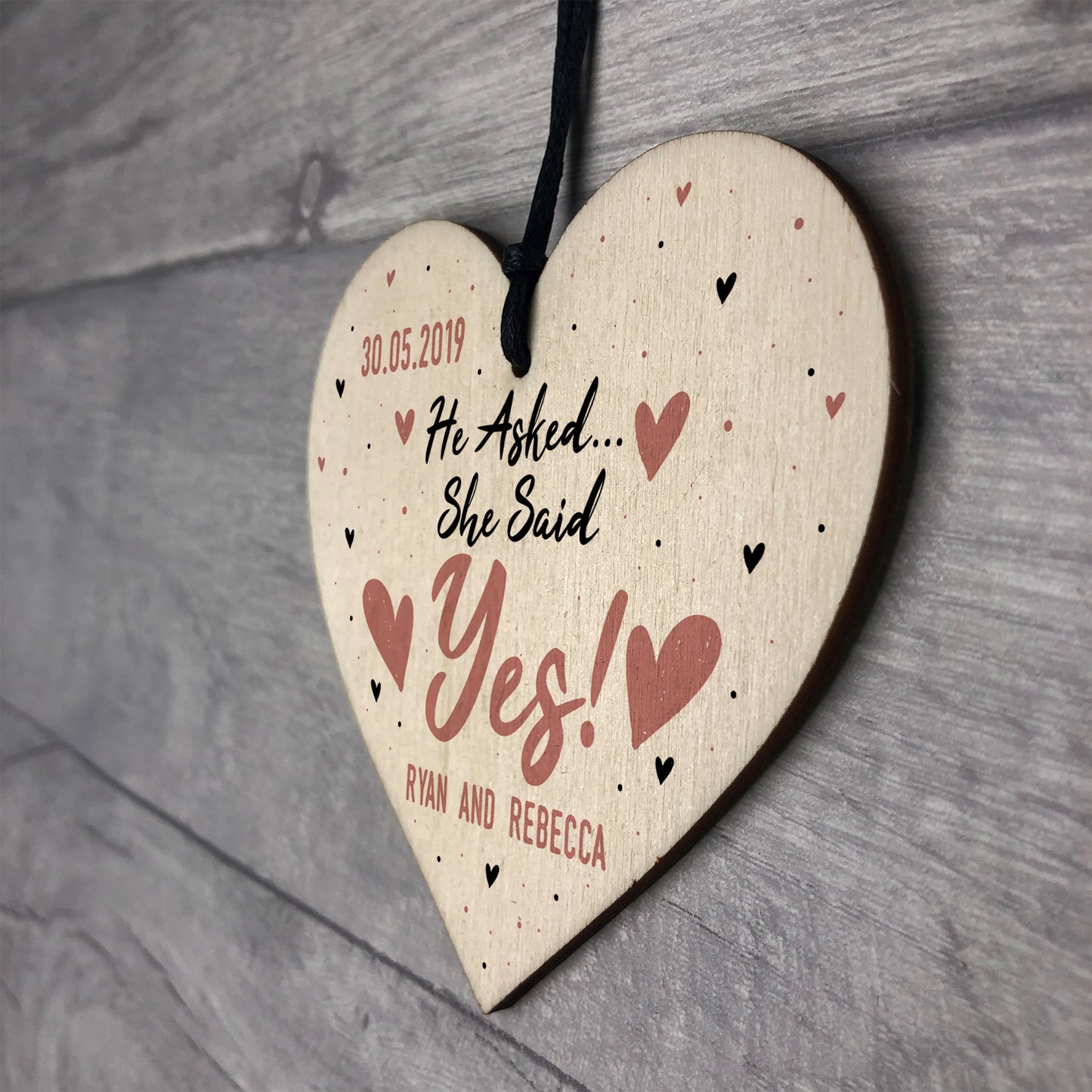 Personalised Engagement Gift Wooden Heart Gift For Couple