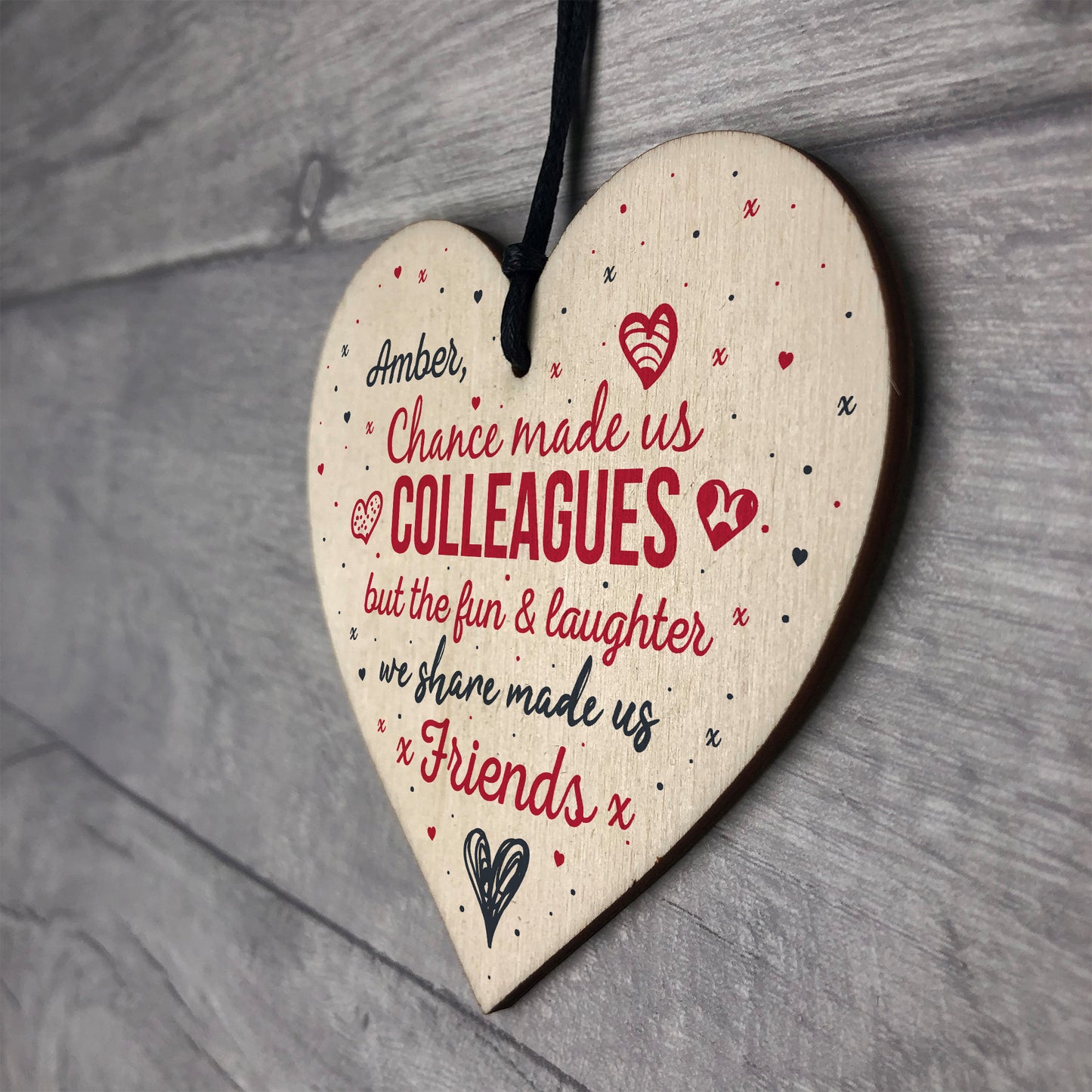 PERSONALISED Chance Made us COLLEAGUES Wood Heart Friendship
