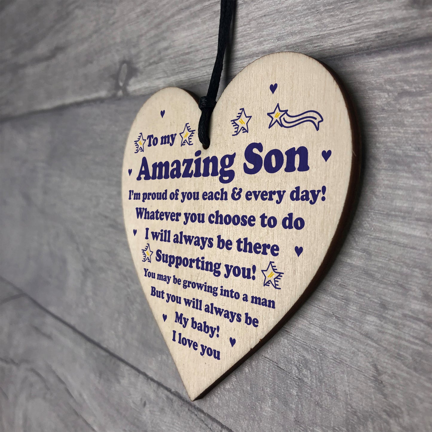 Gift For Son For Birthday Wood Heart 16th 18th 21st Birthday