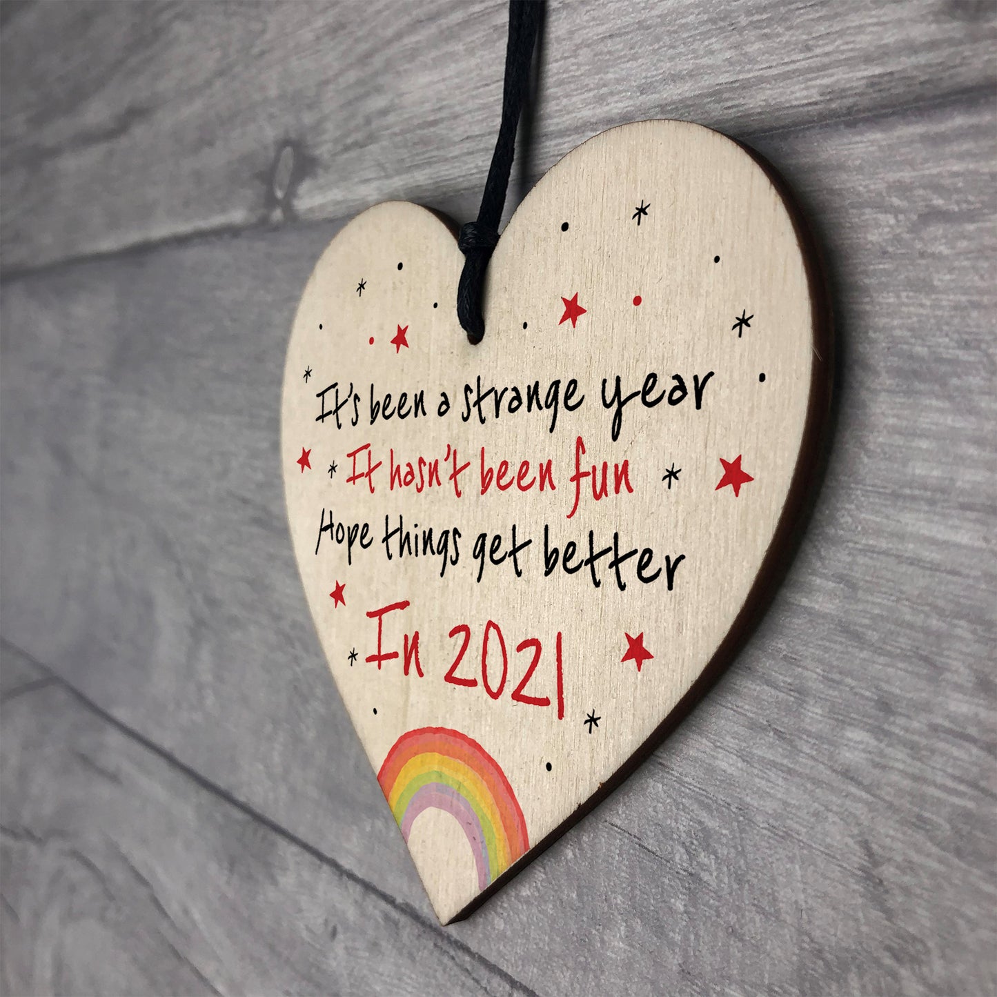 Christmas Tree Decoration New Year Gift Wood Heart Lockdown