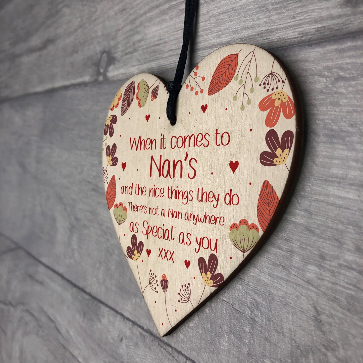 Gift For Nan Wooden Heart Birthday Christmas Gift For Nan