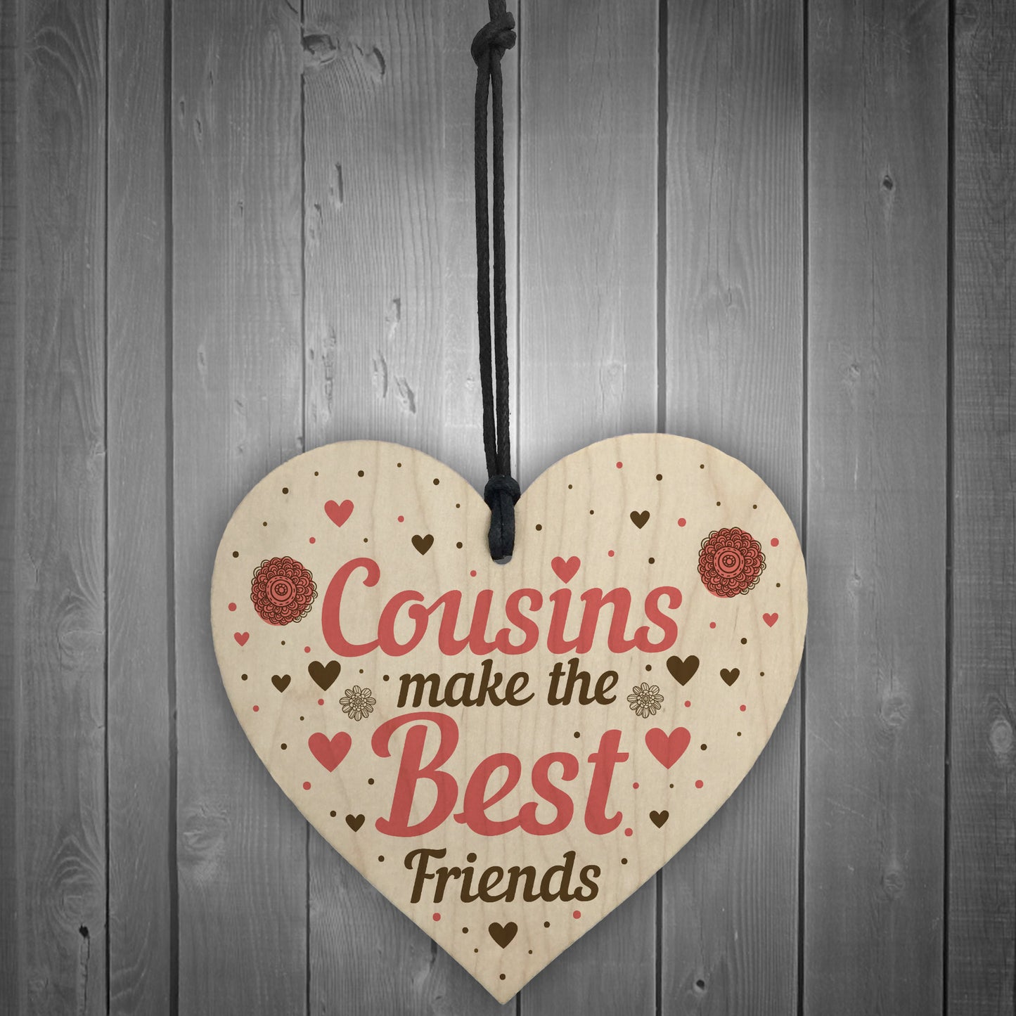 Cousin Gifts For Christmas Pack of 4 Wooden Hearts Christmas