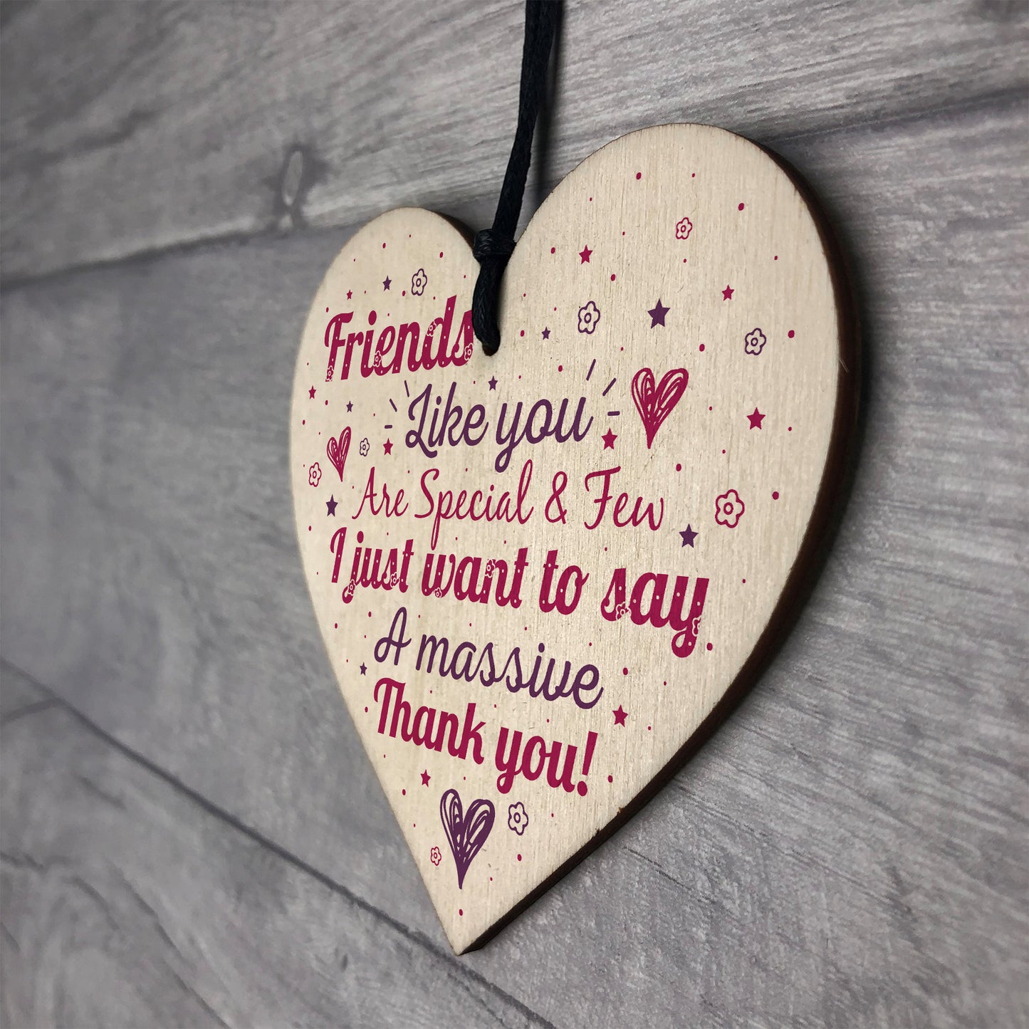 Friendship Best Friend Gift Wood Heart Plaque Birthday Thank You