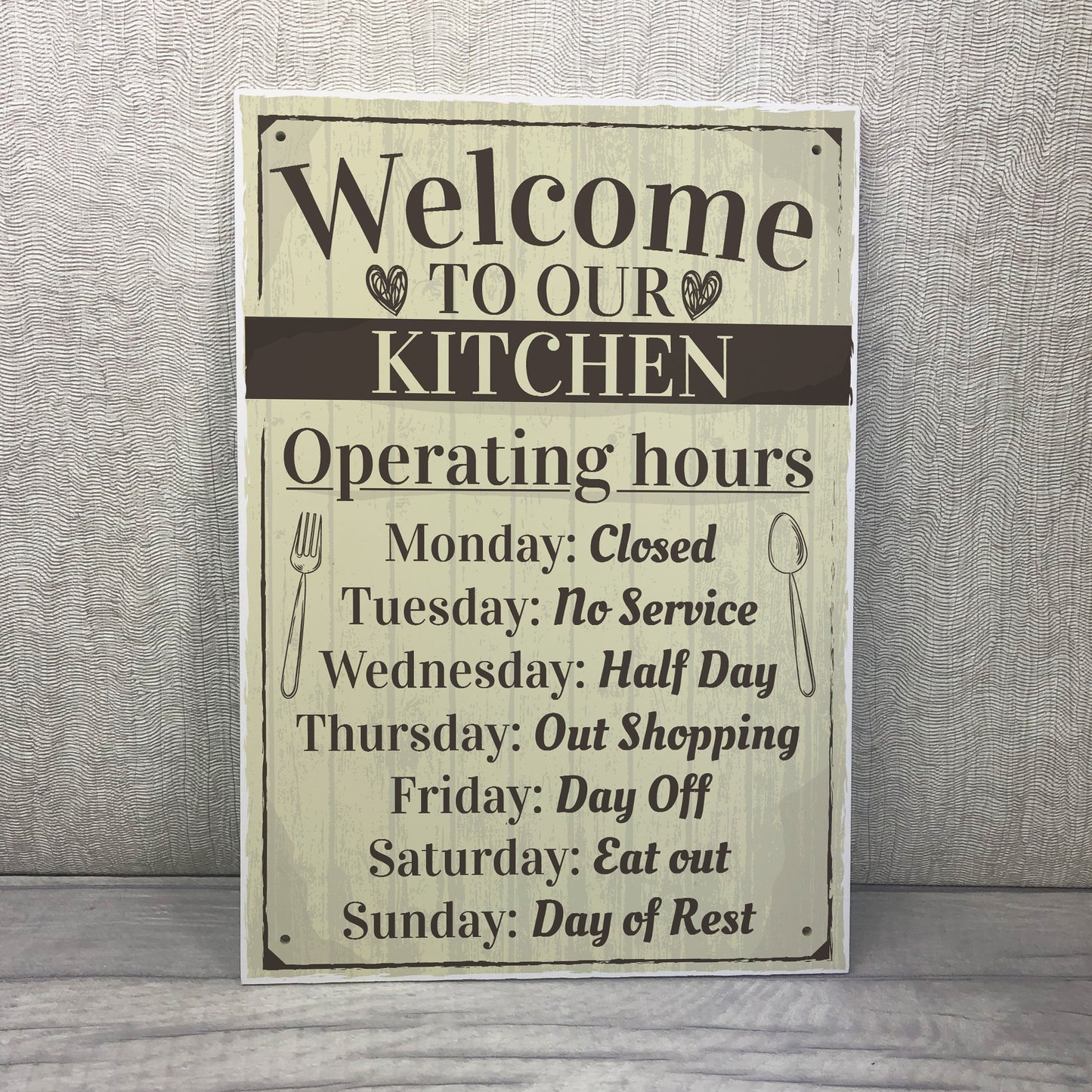 Kitchen Sign Humorous Plaque Vintage Retro Wall Shabby Chic
