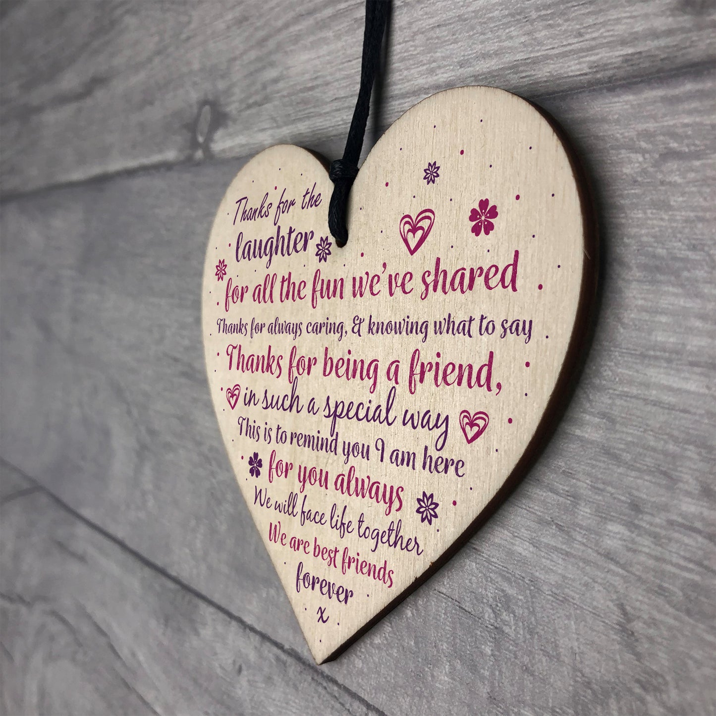 Best Friend Friendship Sign Wooden Hanging Heart Plaque Birthday