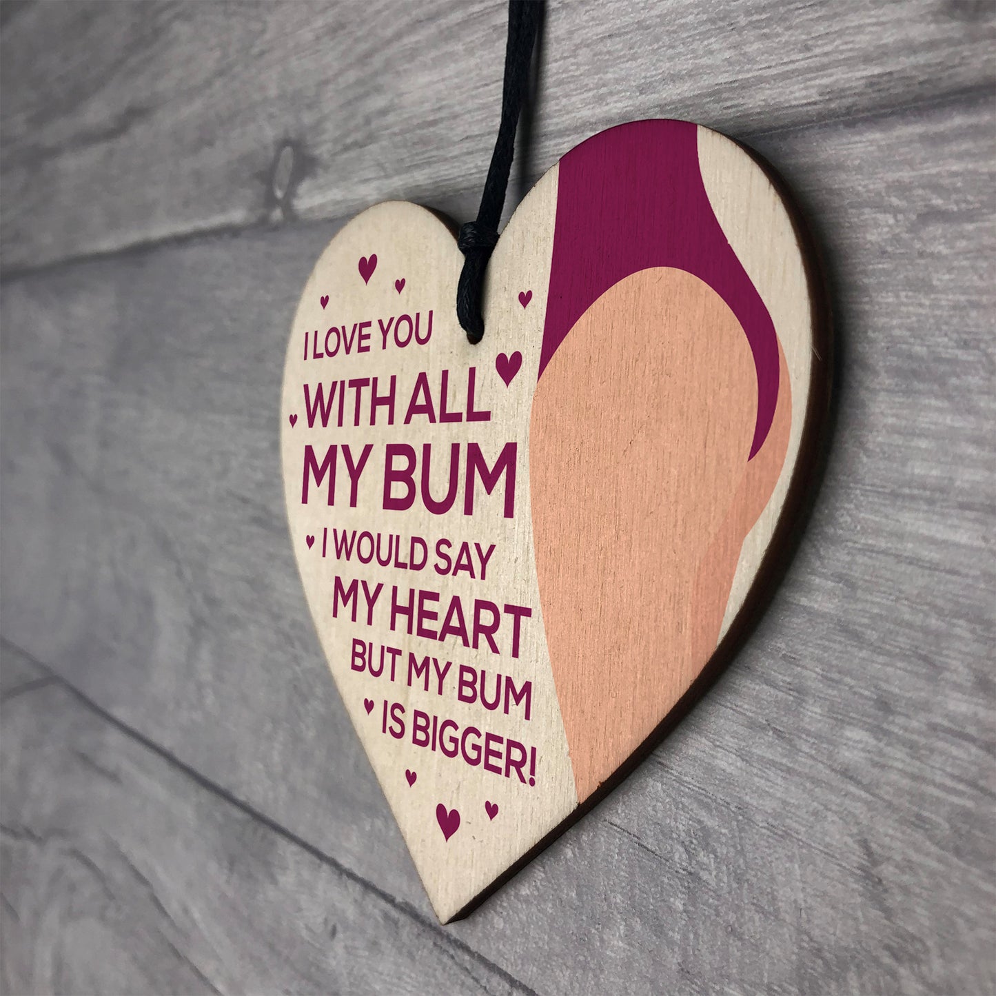 Love You Plaque Wood Heart Anniversary Christmas Gift