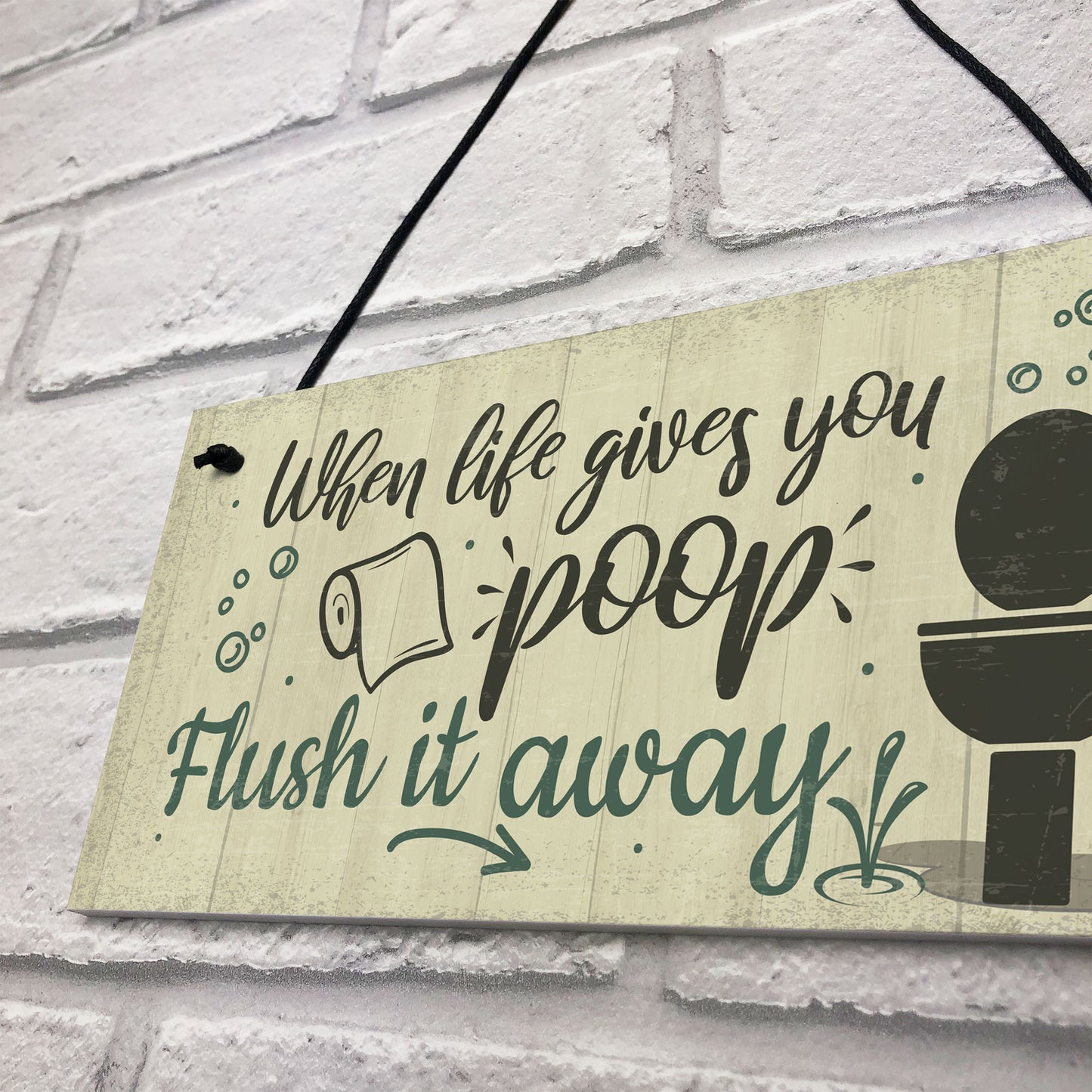Bathroom Sign Shabby Chic Funny Poop Toilet Loo Door Sign Home