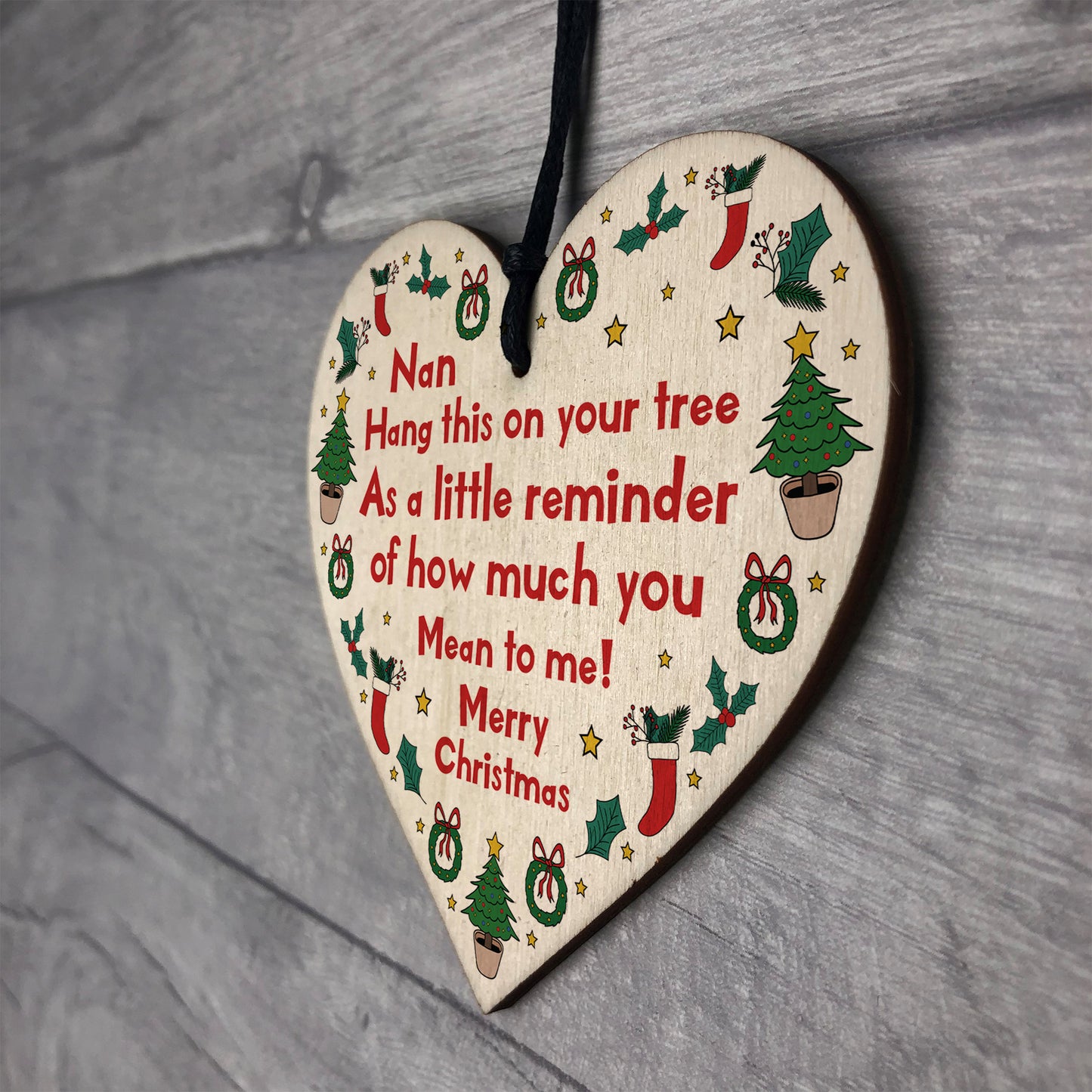 Christmas Tree Decoration For Nan Novelty Wooden Bauble Gifts
