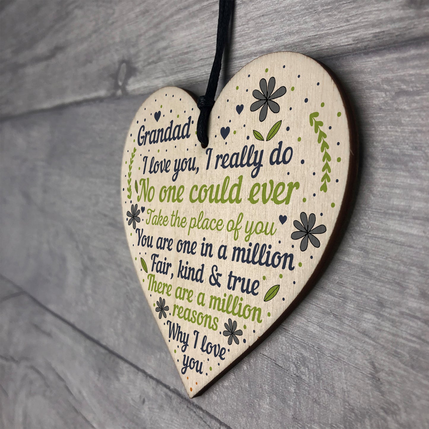 Cute Fathers Day Gift For Grandad Wooden Heart Grandad Gifts
