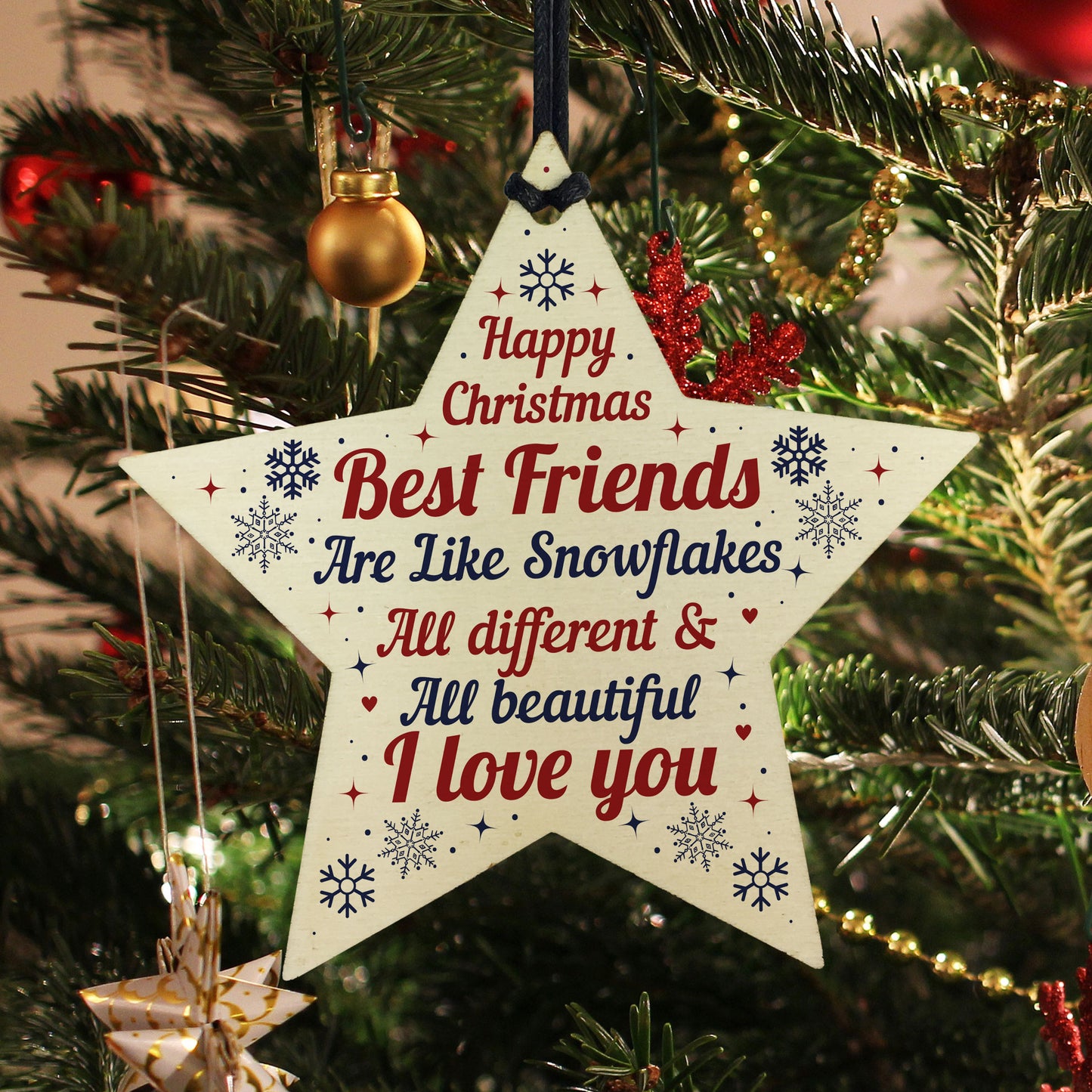 Christmas Gifts For Best Friend Wooden Baubles Tree Decoration