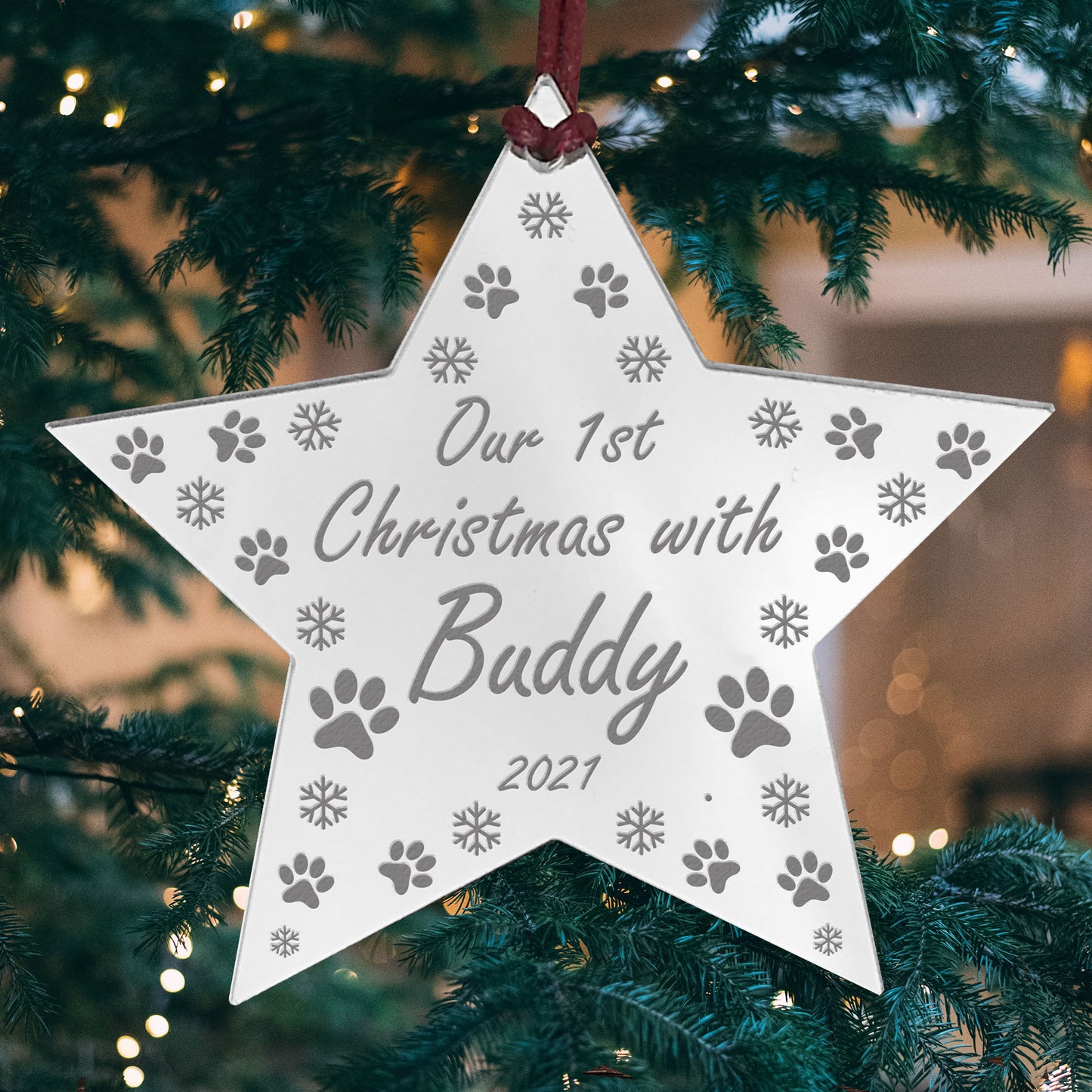 Our 1st Christmas With Any Name Personalised Star Dog Christmas