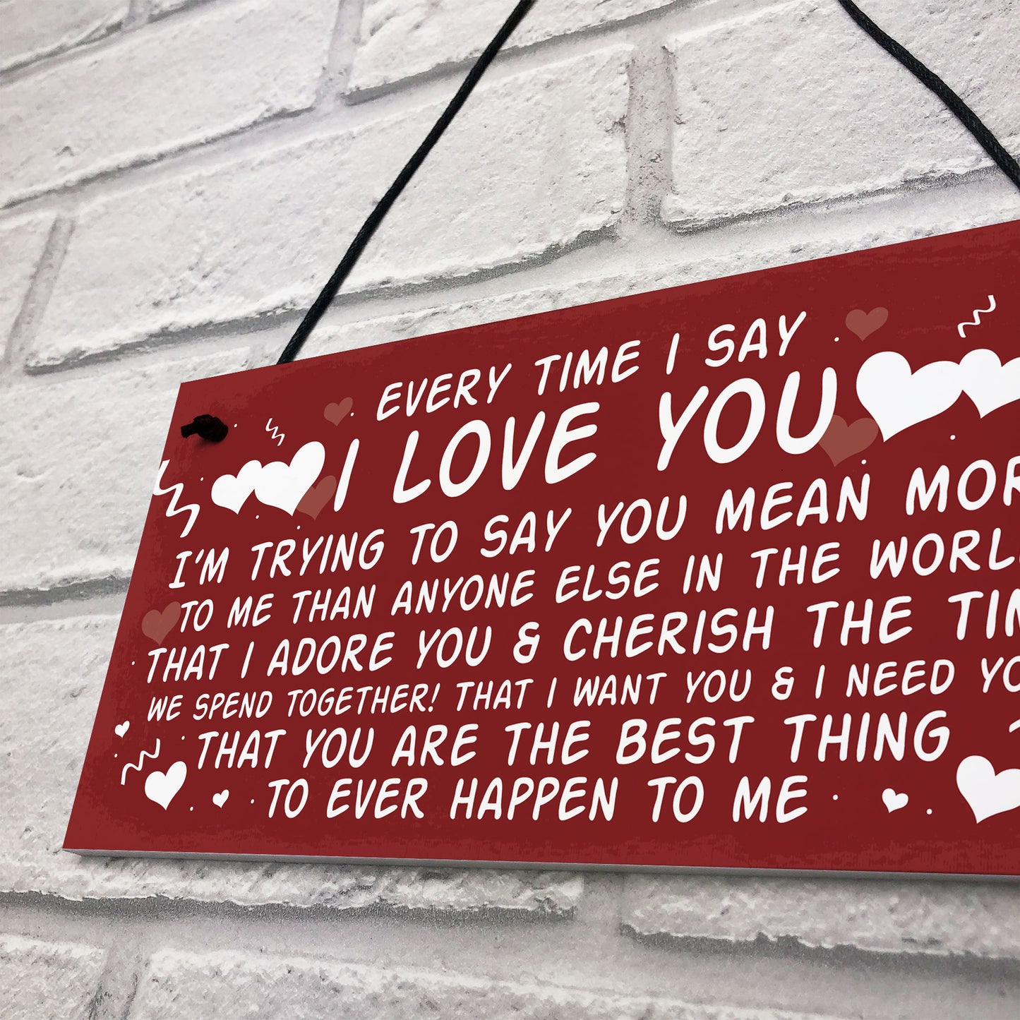 Love You Plaque Hanging Plaque Anniversary Valentines Day Gift