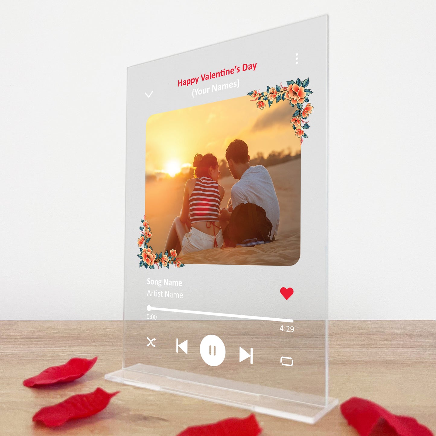 Personalised Photo Plaque Valentine's Day Gift Custom Song