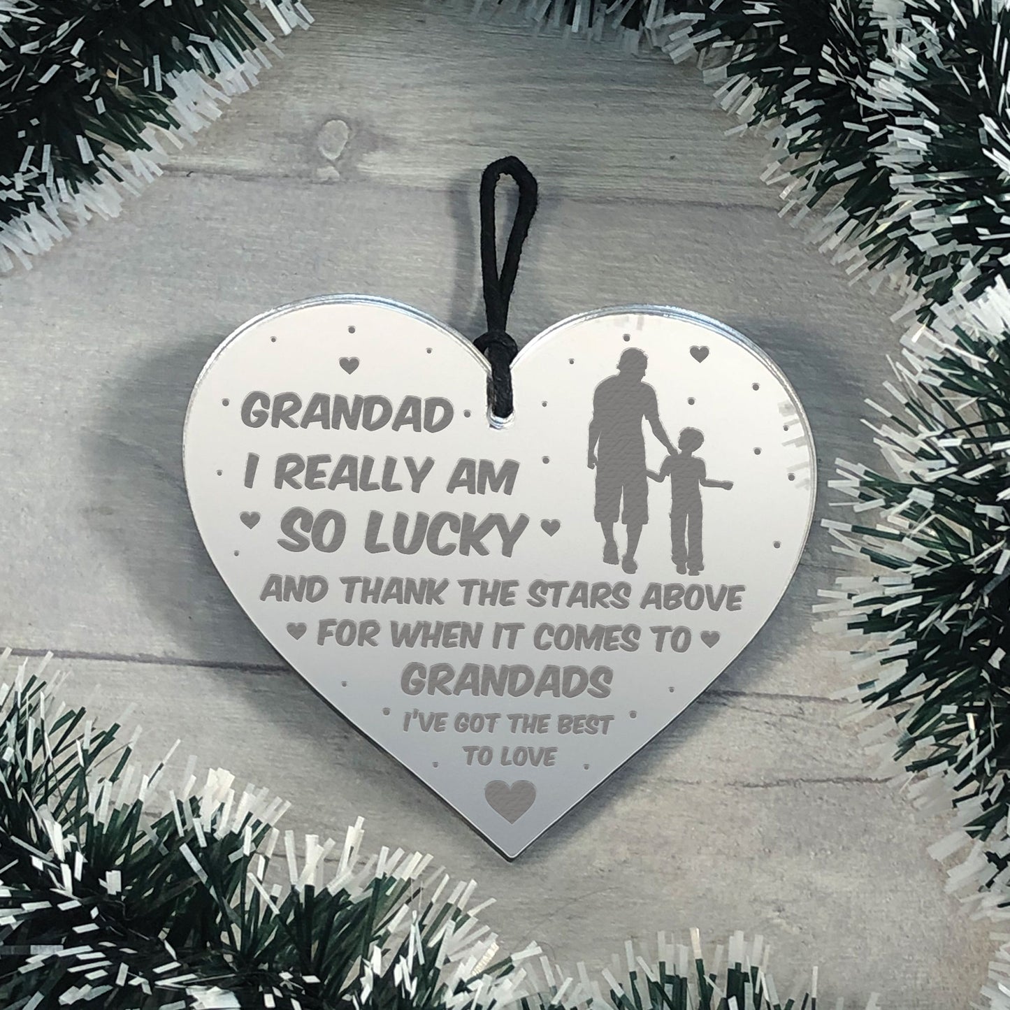 Novelty Thank You Gift For Grandad Engraved Heart Birthday Xmas
