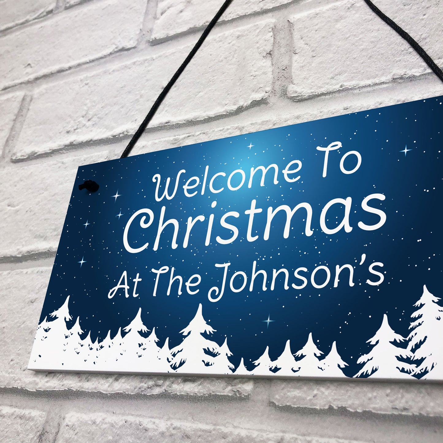 Christmas Decoration Hanging Door Sign Personalised Welcome