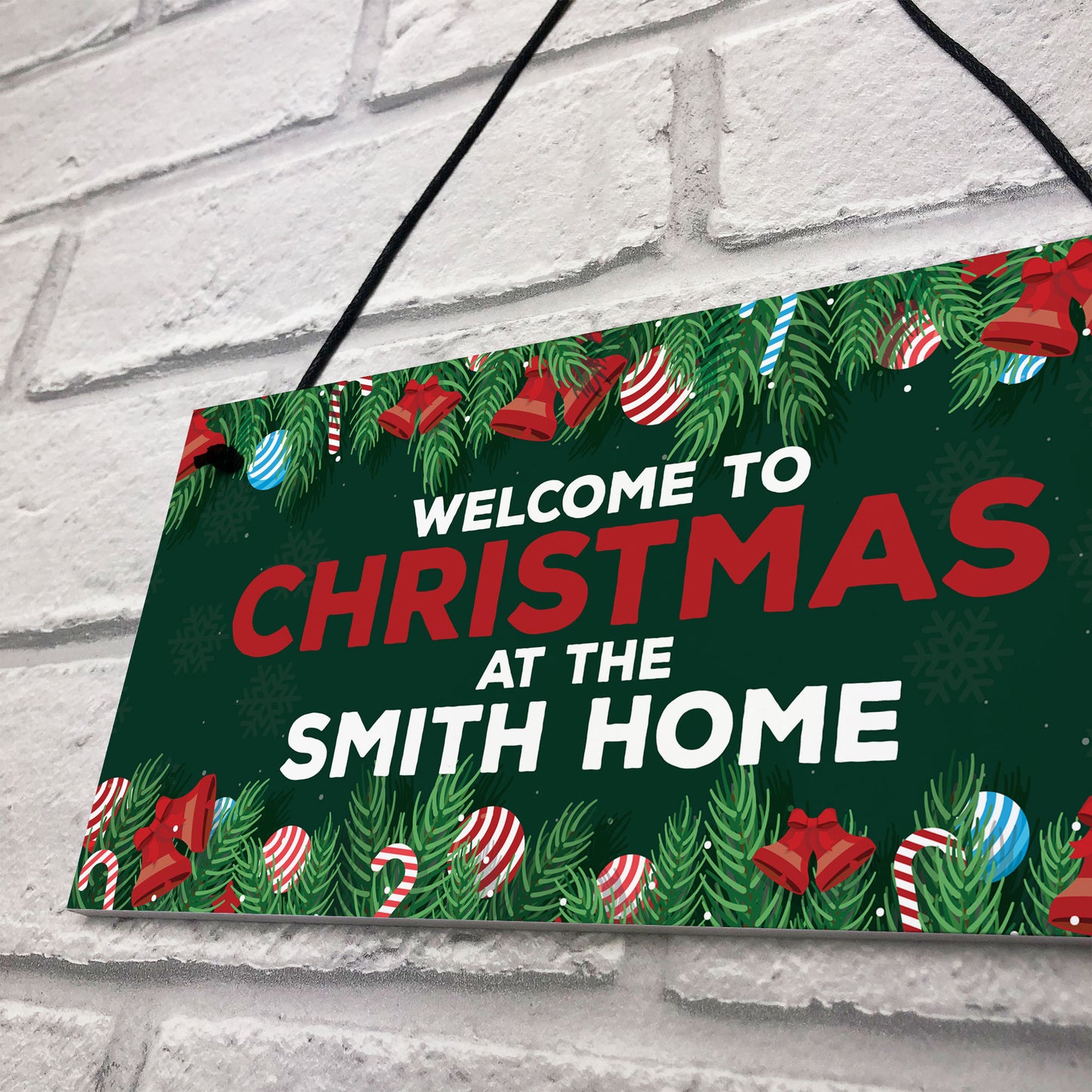 Christmas Sign For Home Personalised 'Surname' Plaque Welcome