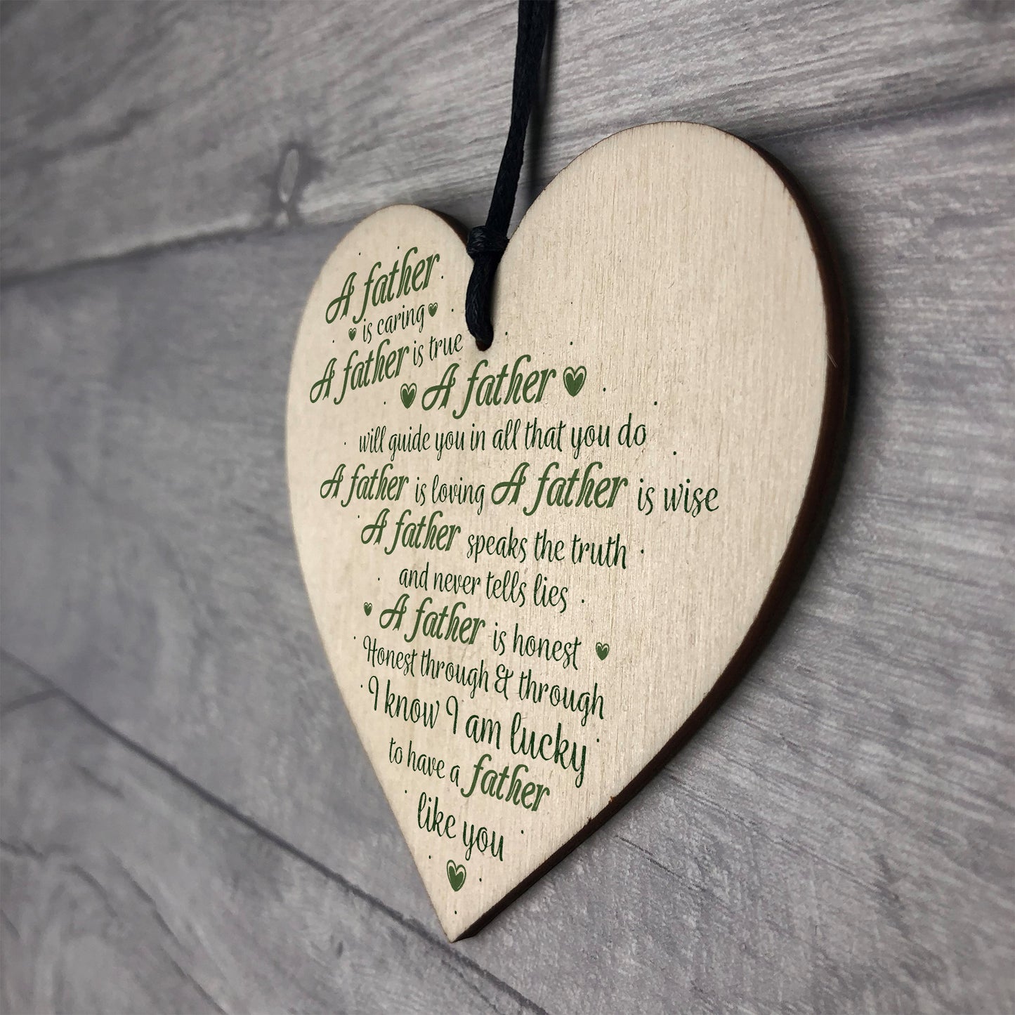 Caring Father Dad Fathers Day Wooden Heart Sign Gift For Him