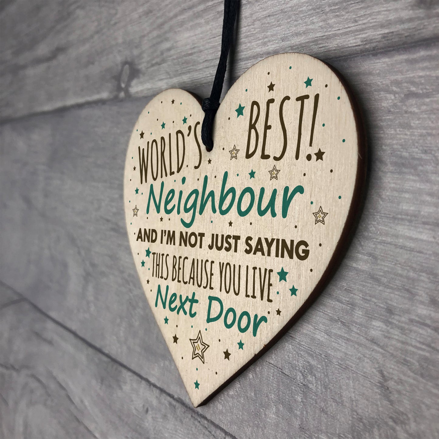 Christmas Best Neighbour Gifts Wooden Heart Keepsake Plaque
