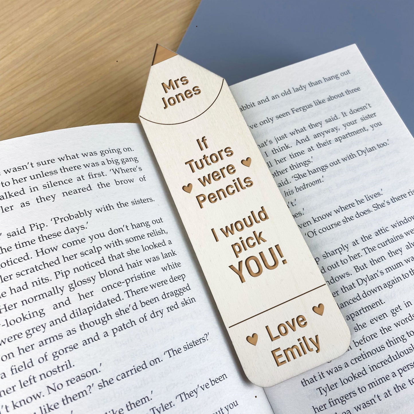Engraved Wood Bookmark Tutor Gift Thank You Gift For Him Her