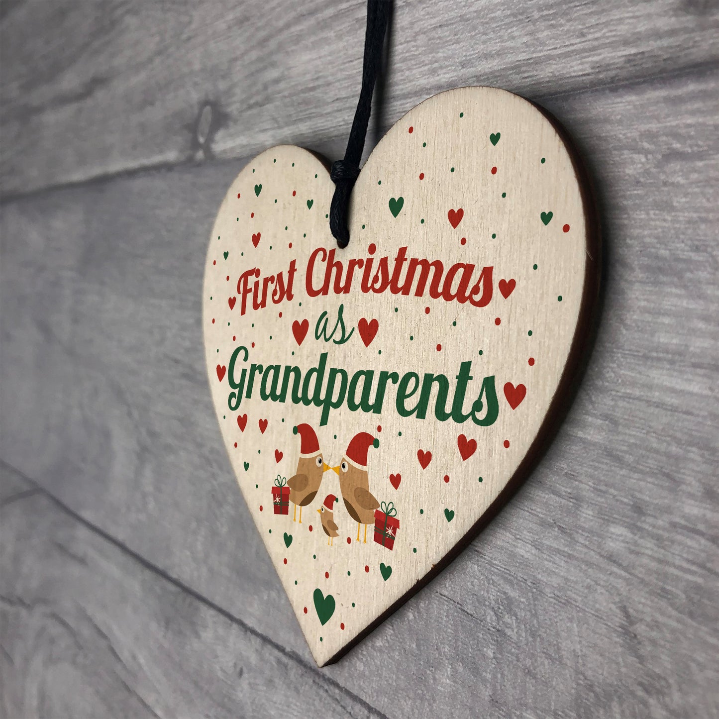 First 1st Christmas As Grandparents Tree Decoration Bauble Wood