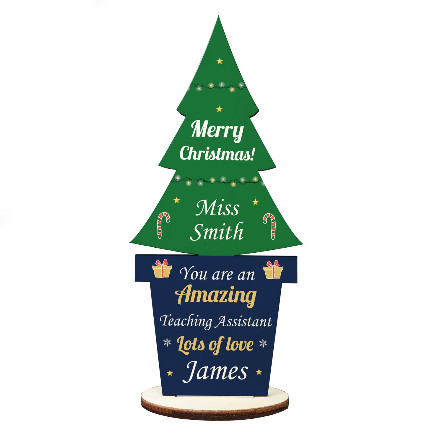 Christmas Gift For Teaching Assistant Wooden Tree Personalised