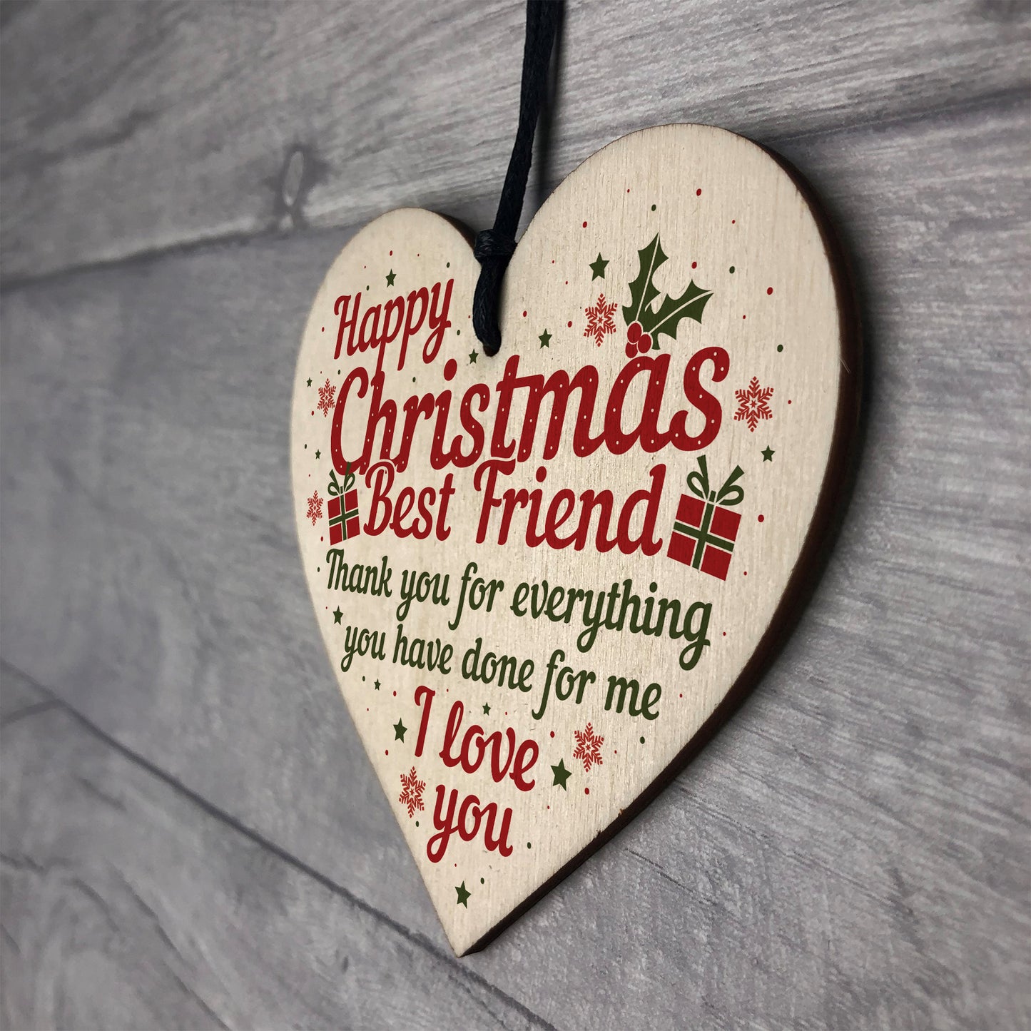 Best Friend Christmas Card Gifts Friendship Friend Wooden Heart