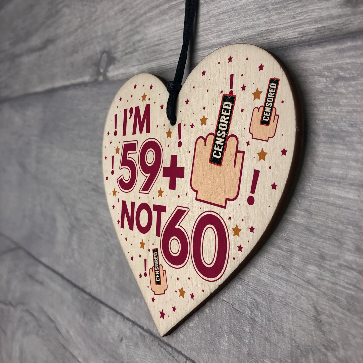 Funny Rude 60th Birthday Plaque Gift Wood Heart Gift For Him Her