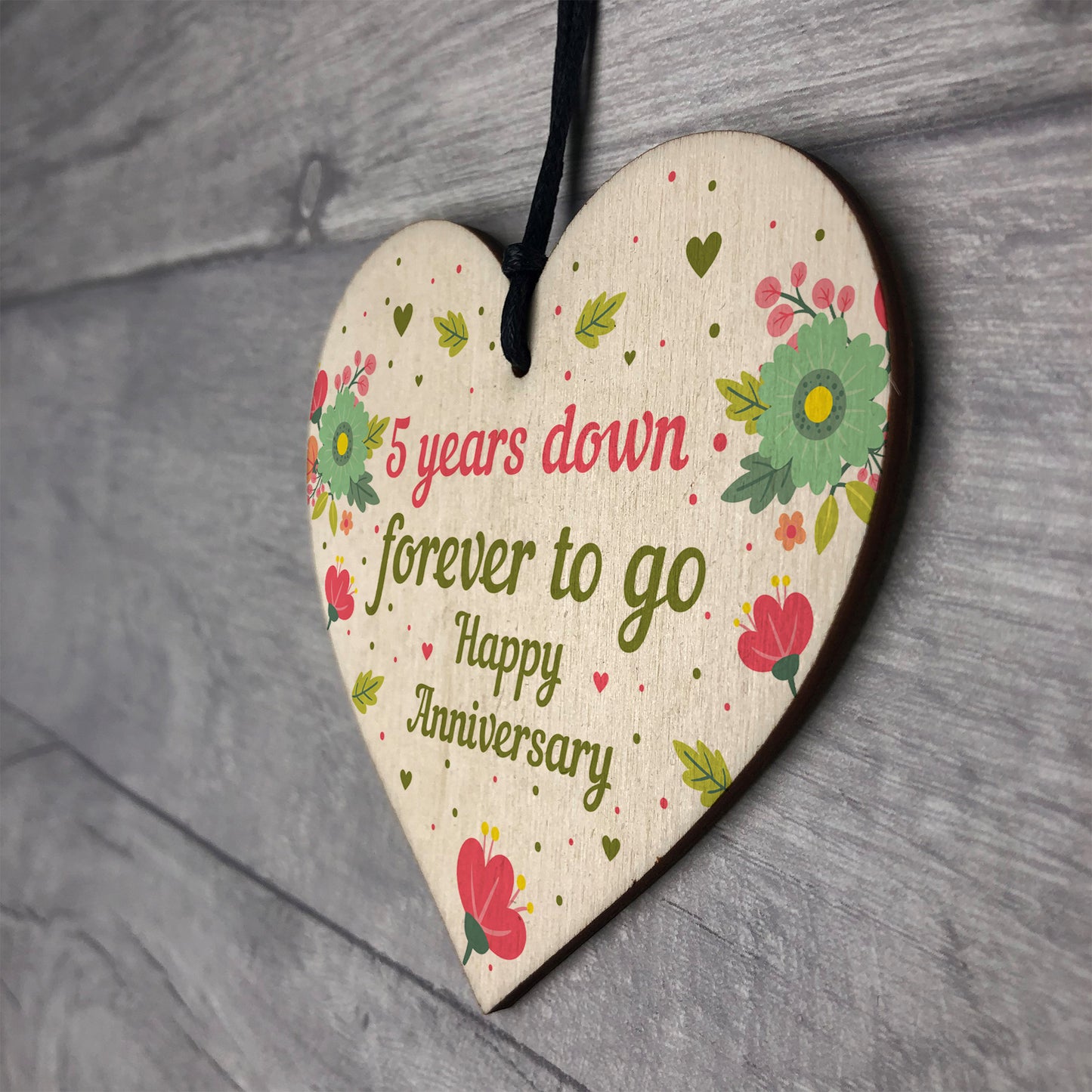 Funny 5th Wedding Anniversary Gift Wooden Heart Husband Wife