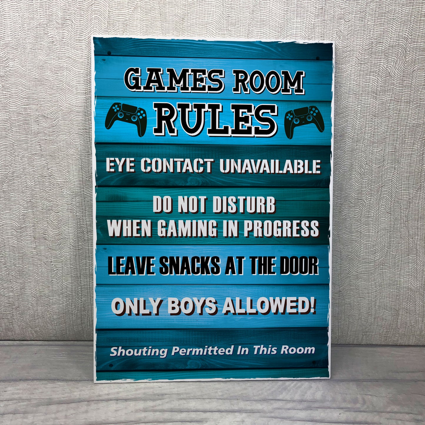 Games Room Rules Novelty Bedroom Wall Plaque Gamer Gift For Boys